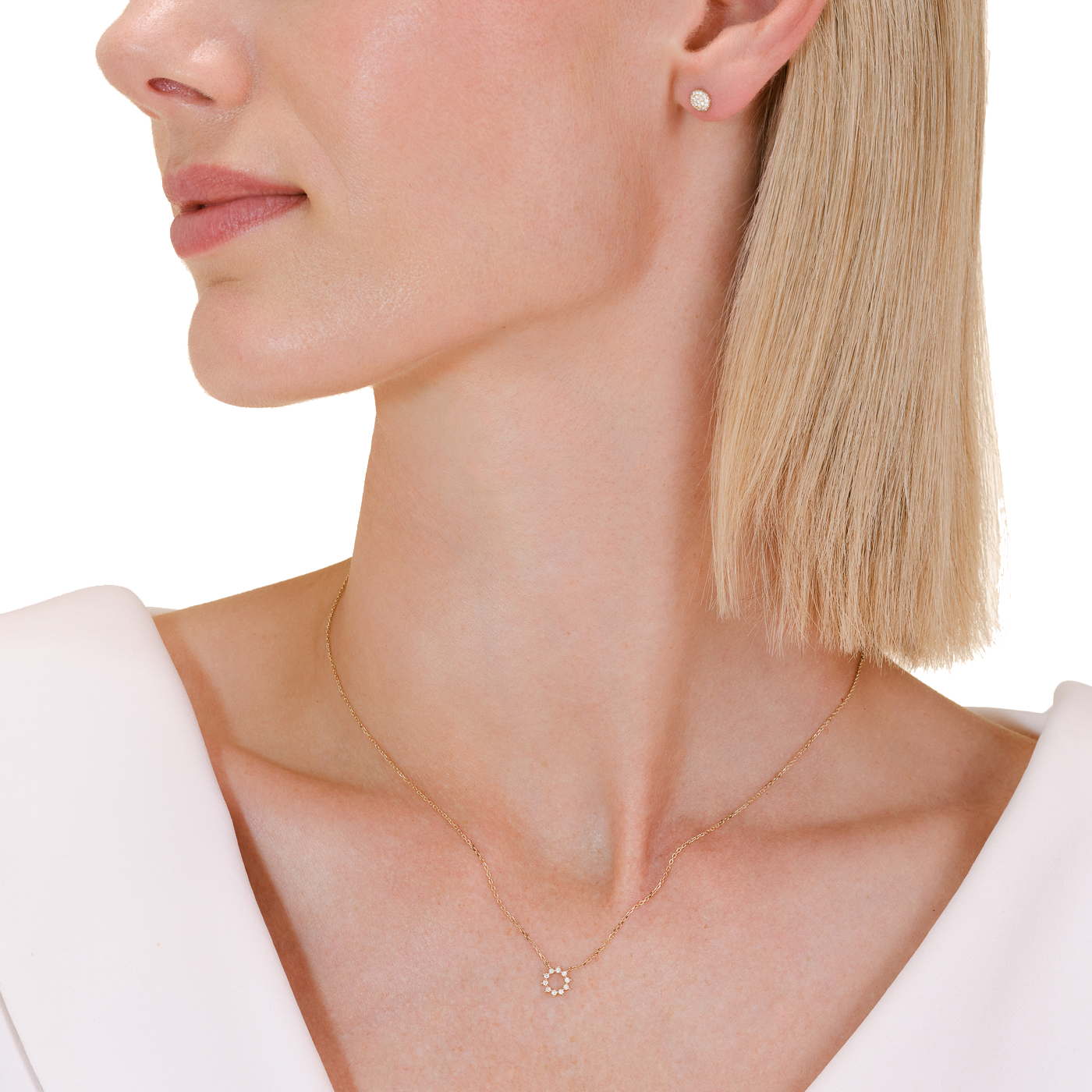 Ohrringe syn. Diamant zus. 0,205ct. 585er Gelbgold Round Pave Ohrringe syn. Diamant zus. 0,205ct. 585er Gelbgold Round Pave