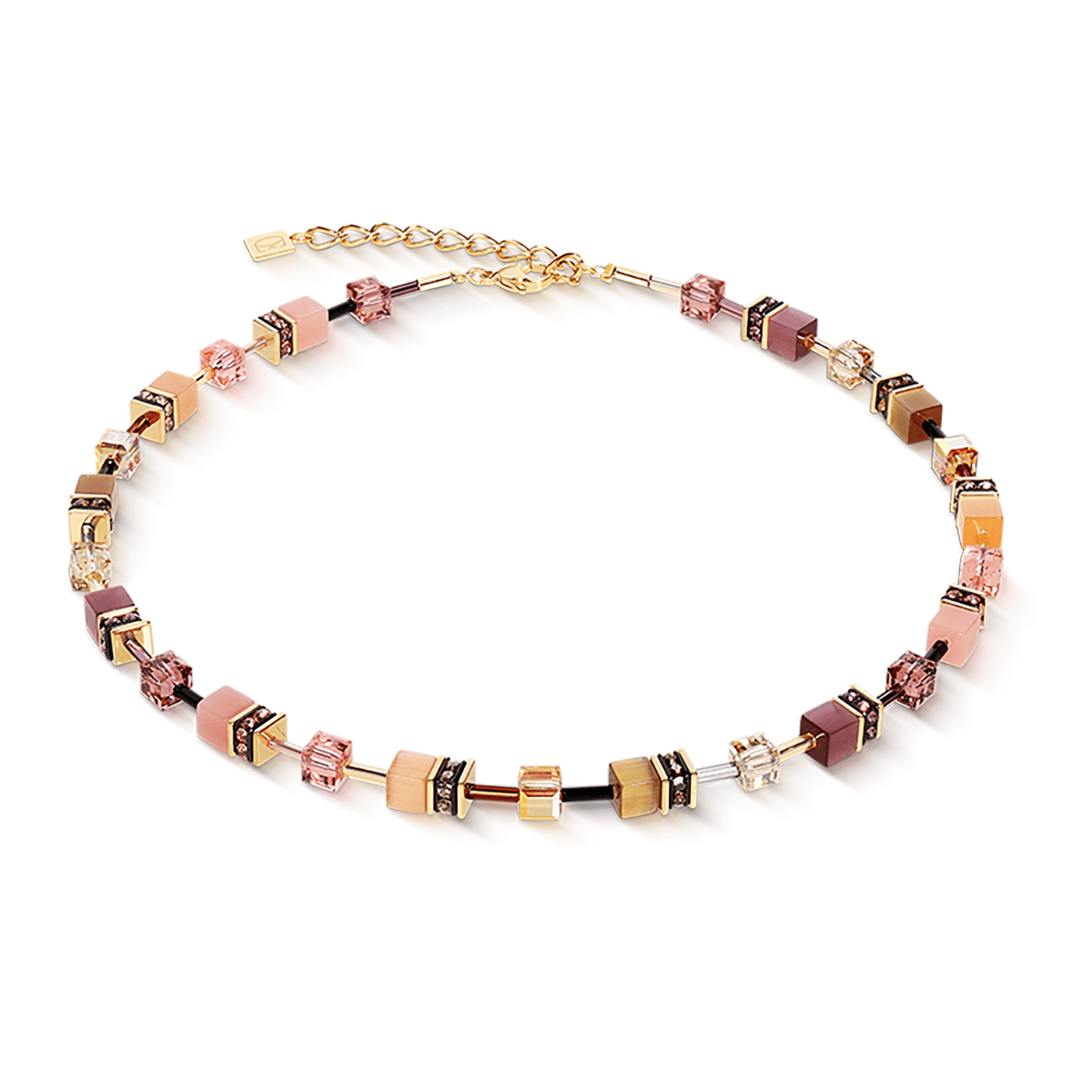 Steinkette Edelstahl gelb vergoldet GeoCUBE® Iconic