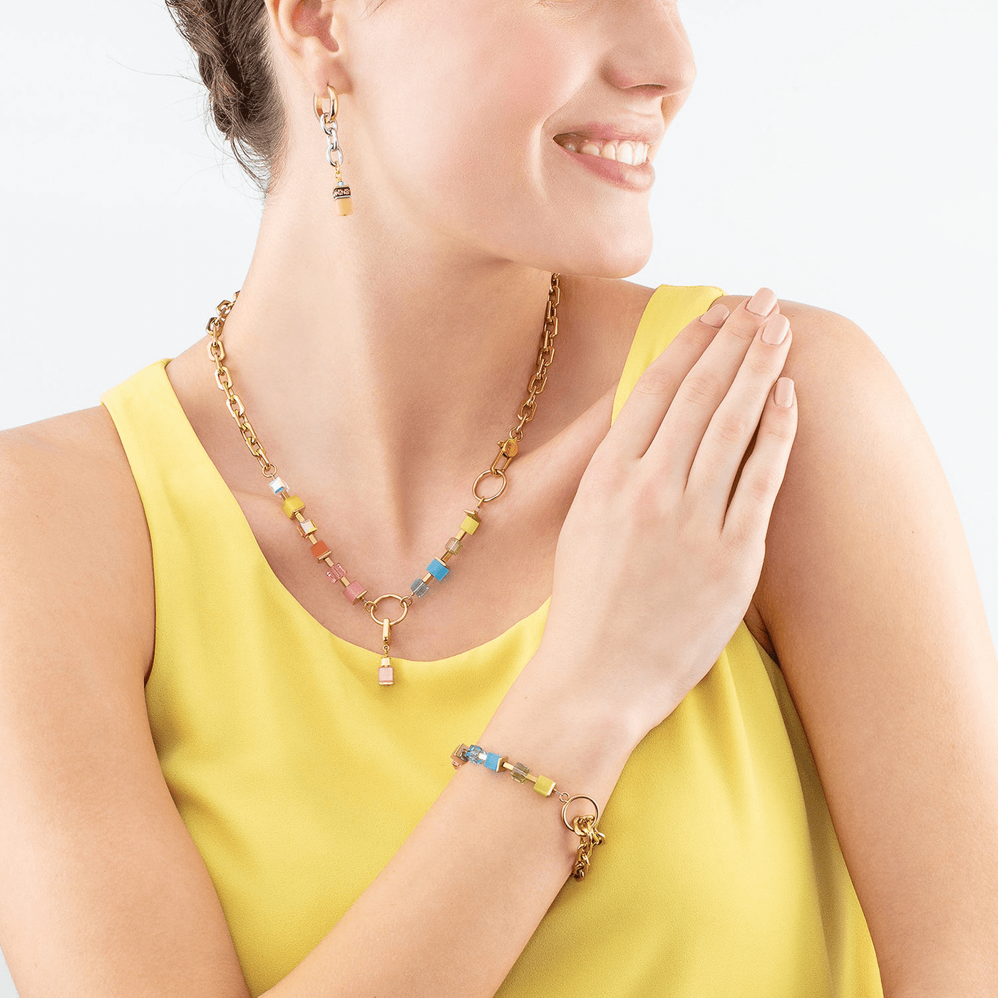 Kette Swarovski® Kristall Edelstahl gelb vergoldet Kette Swarovski® Kristall Edelstahl gelb vergoldet