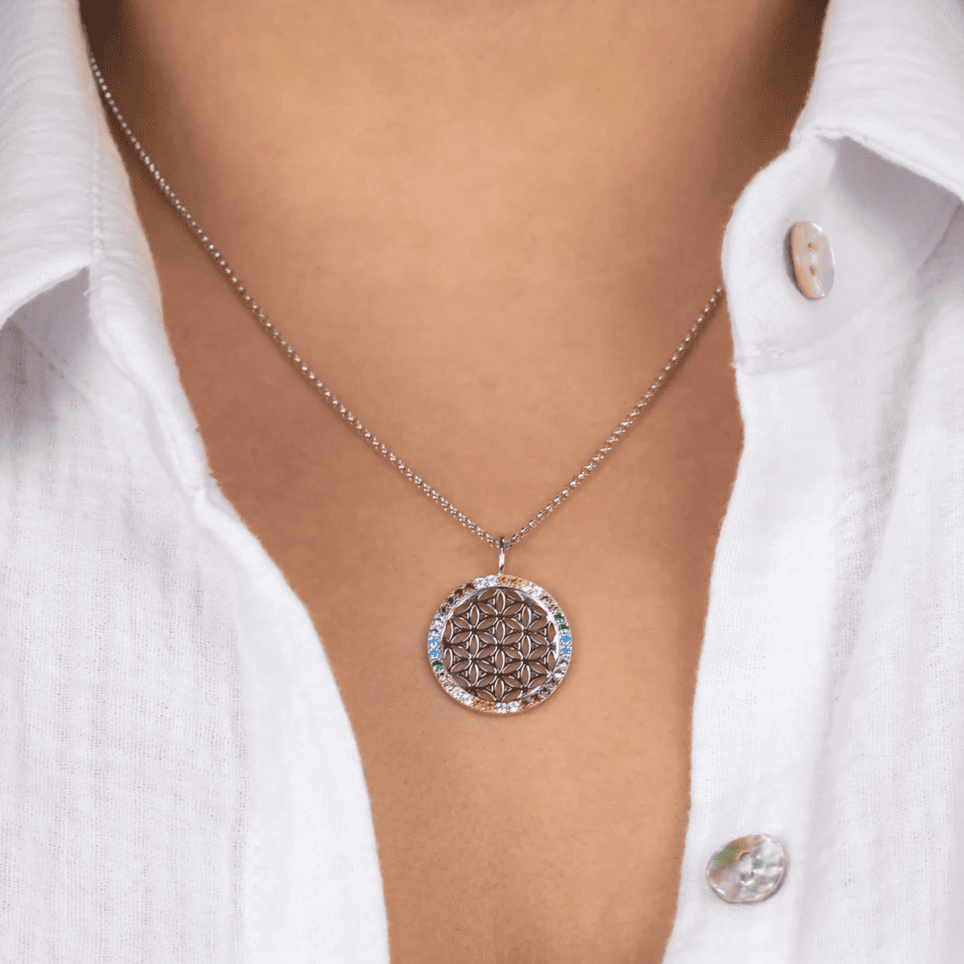 Kette Zirkonia 925er Silber Lebensblume Kette Zirkonia 925er Silber Lebensblume