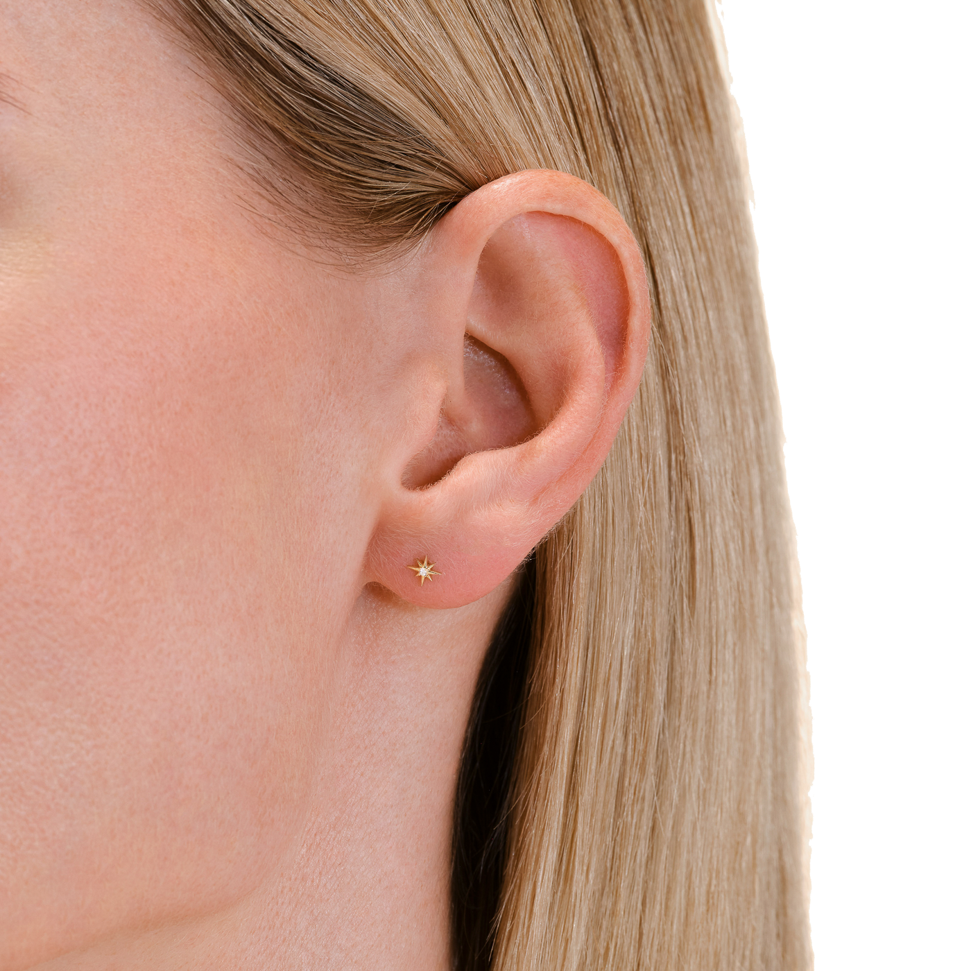 Ohrringe syn. Diamant zus. 0,01ct. 585er Gelbgold Star Ohrringe syn. Diamant zus. 0,01ct. 585er Gelbgold Star