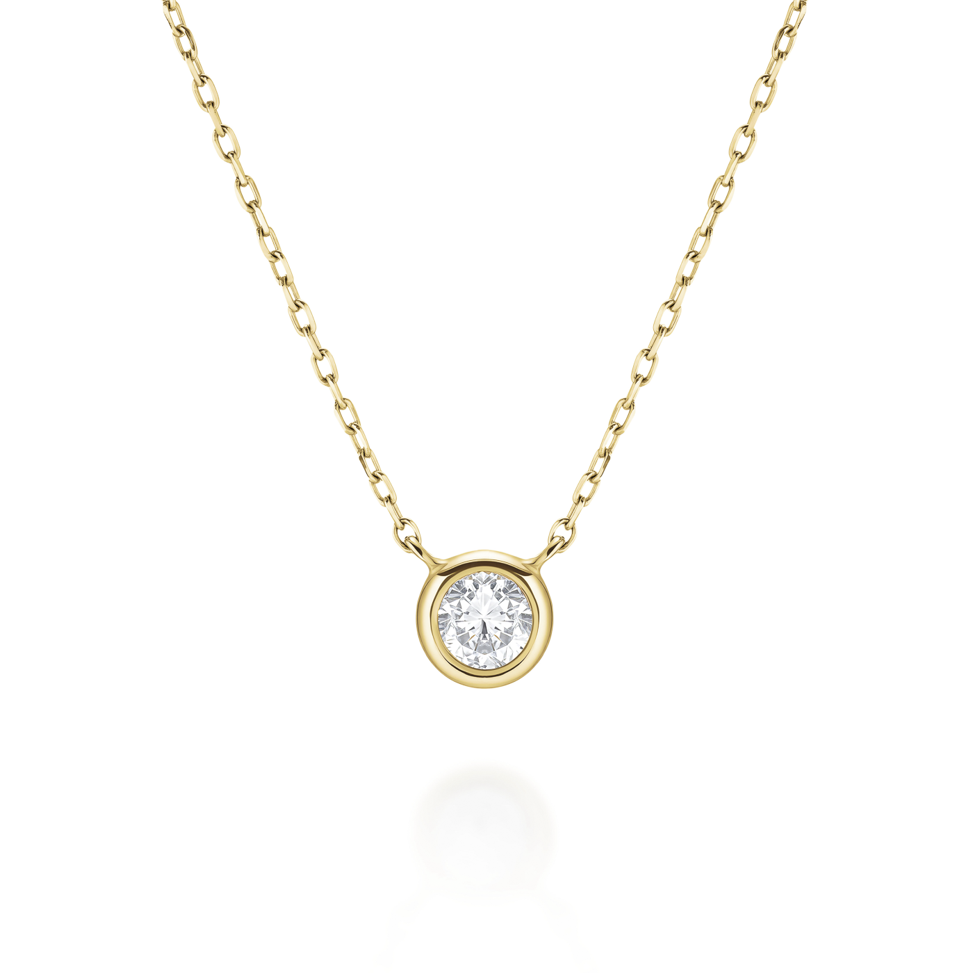 Kette syn. Diamant 0,115ct. 585er Gelbgold Solitaire