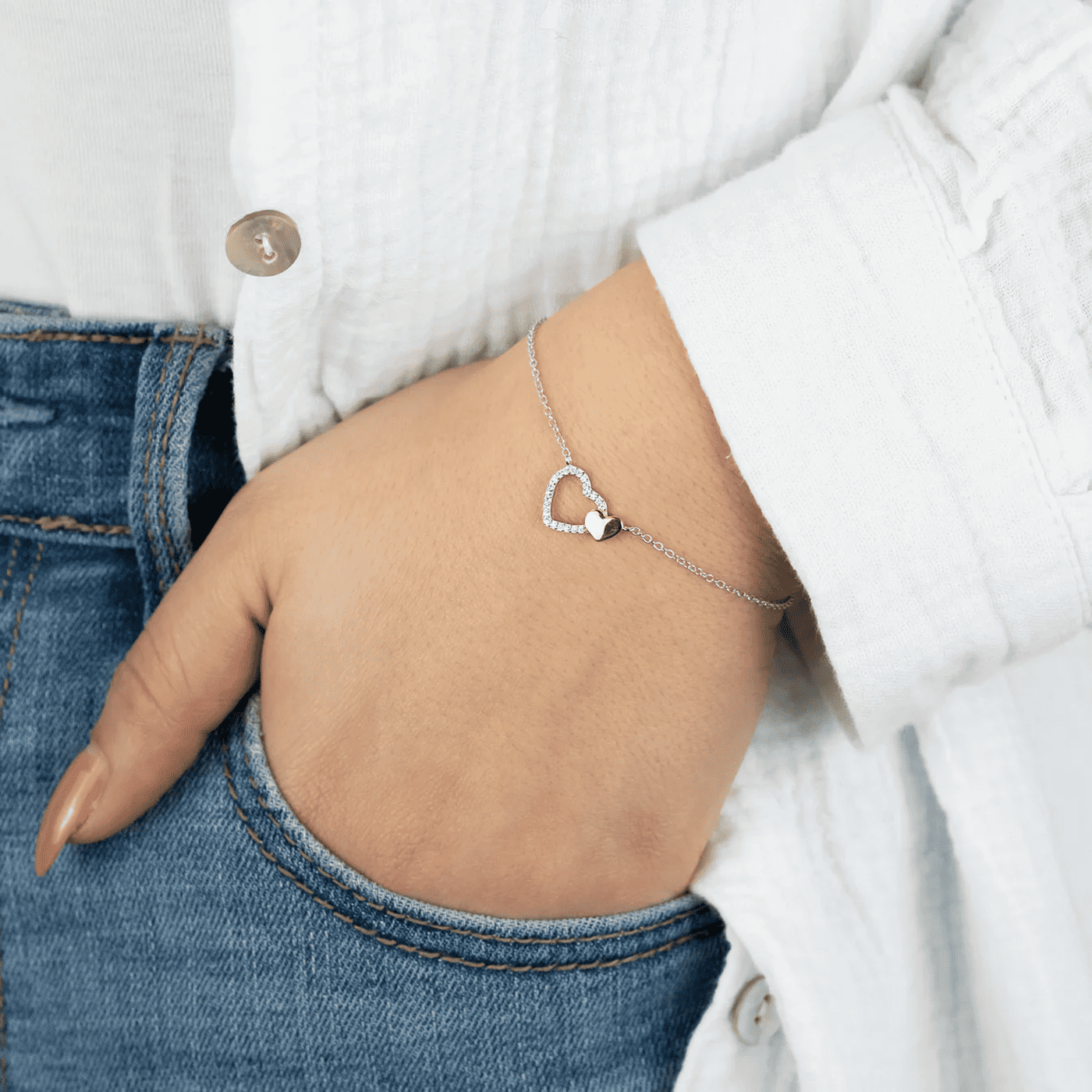 Armband 925er Silber bicolor Herzen Armband 925er Silber bicolor Herzen