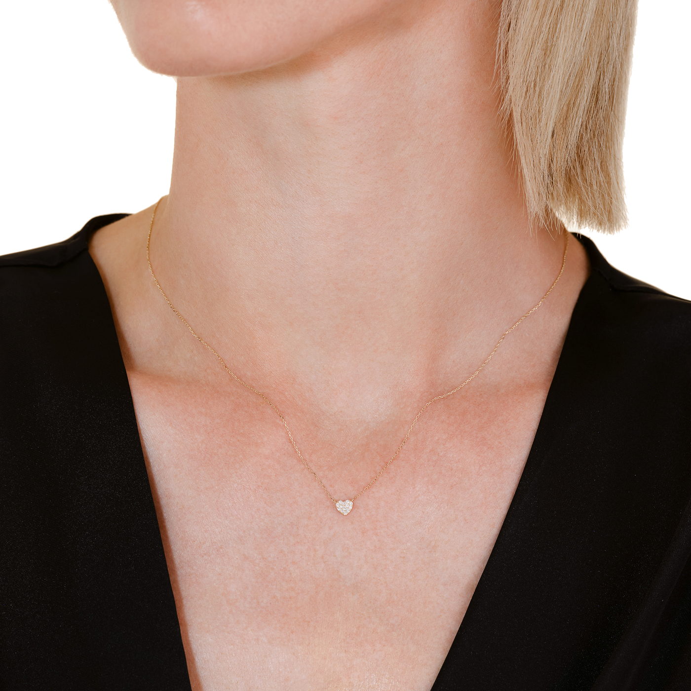 Kette syn. Diamant zus. 0,06ct. 585er Gelbgold Heart Pave Kette syn. Diamant zus. 0,06ct. 585er Gelbgold Heart Pave