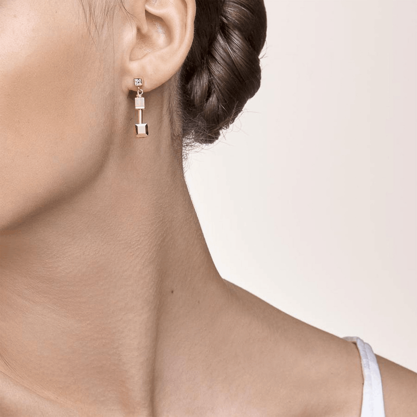 Ohrringe Edelstein Edelstahl rosé vergoldet GeoCube®