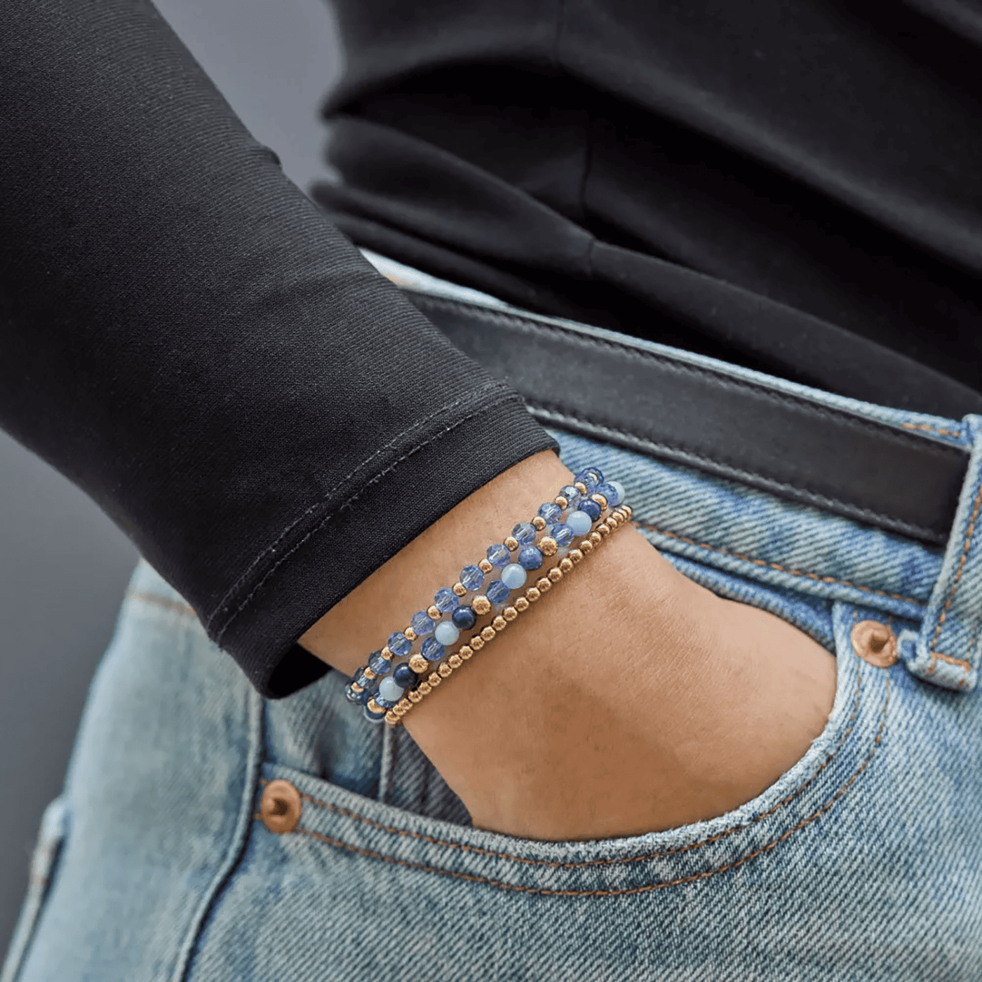 Armband Edelstahl gelb vergoldet Winter Blues Glam Rocks