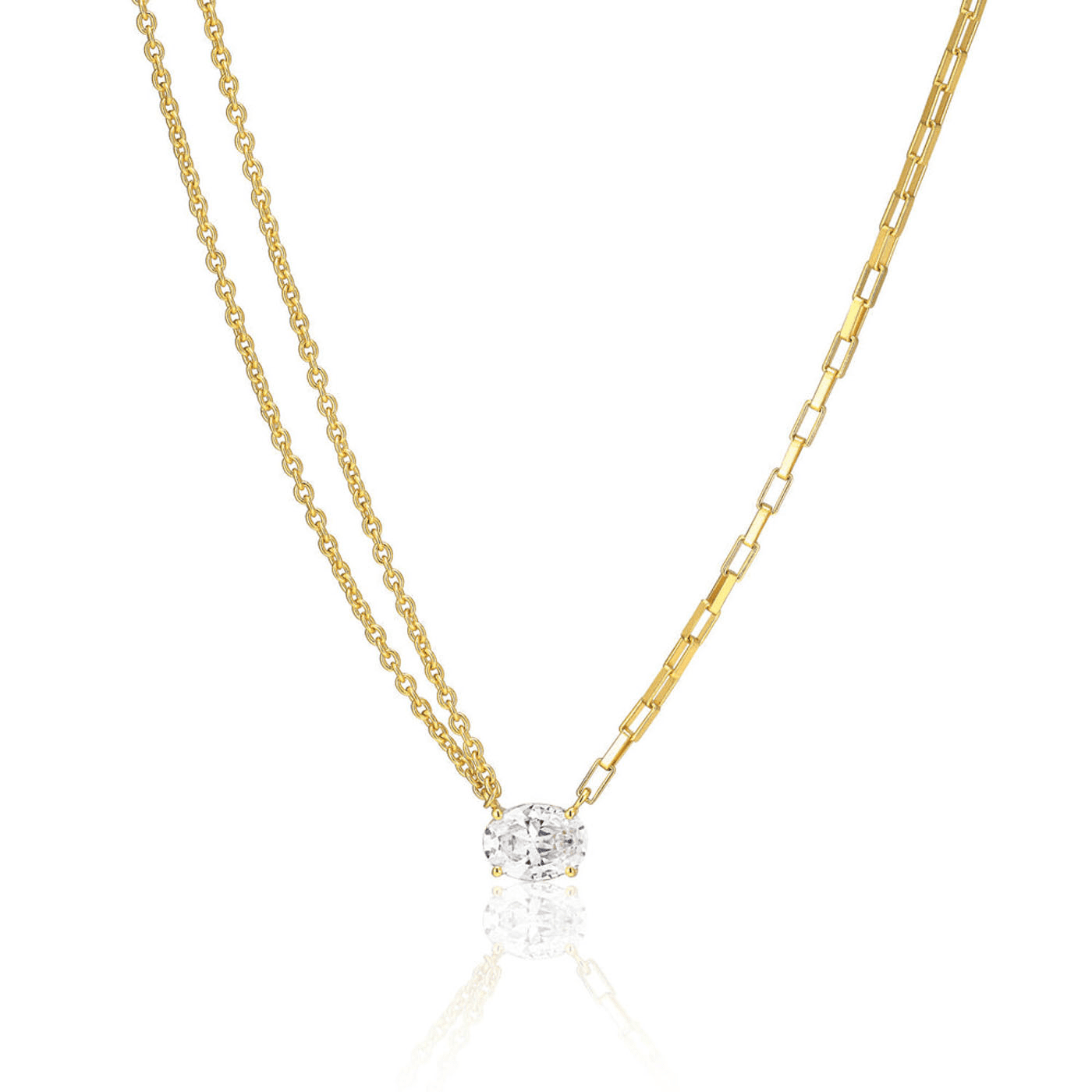 Kette Zirkonia 925er Silber gelb vergoldet Ellisse Kette Zirkonia 925er Silber gelb vergoldet Ellisse