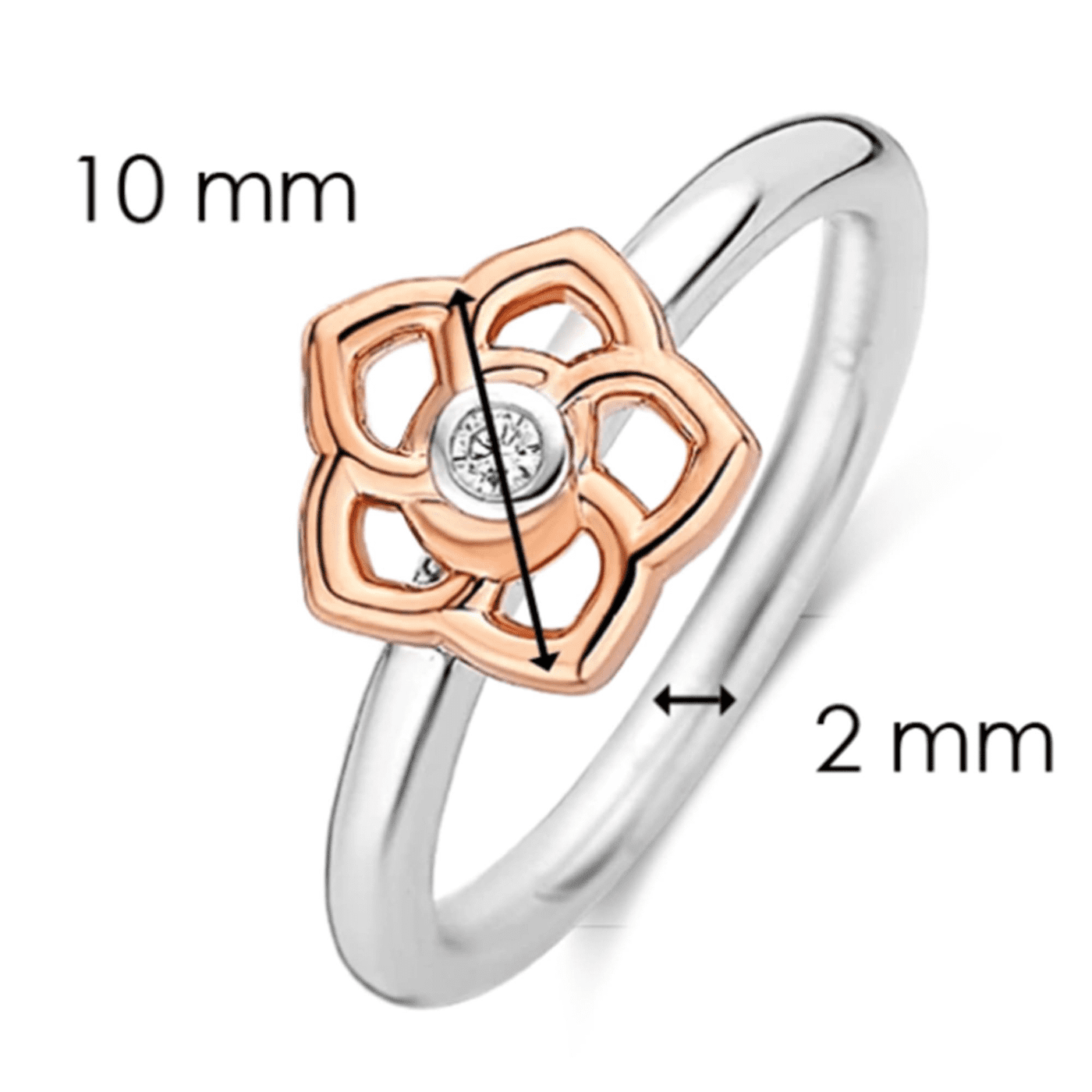 Ring Zirkonia 925er Silber bicolor Floral Desires