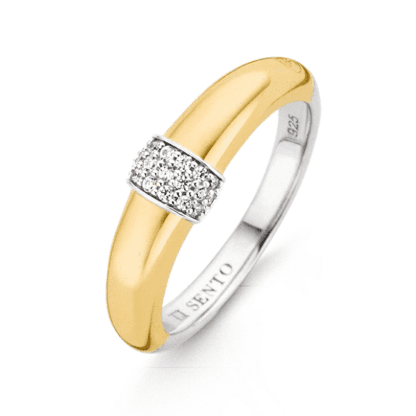 Ring Zirkonia 925er Silber bicolor Vintage Elegance