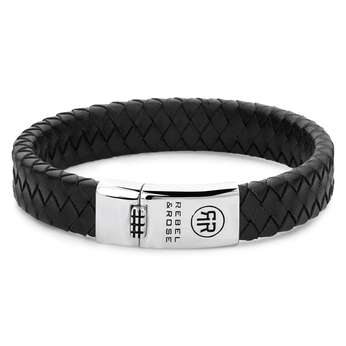 Armband 925er Silber Braided Flat Black Armband 925er Silber Braided Flat Black