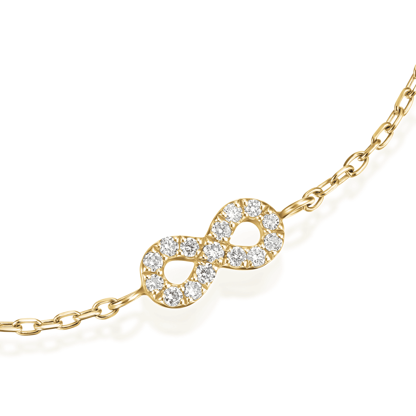 Armband syn. Diamant zus. 0,031ct. 585er Gelbgold Infinity Armband syn. Diamant zus. 0,031ct. 585er Gelbgold Infinity