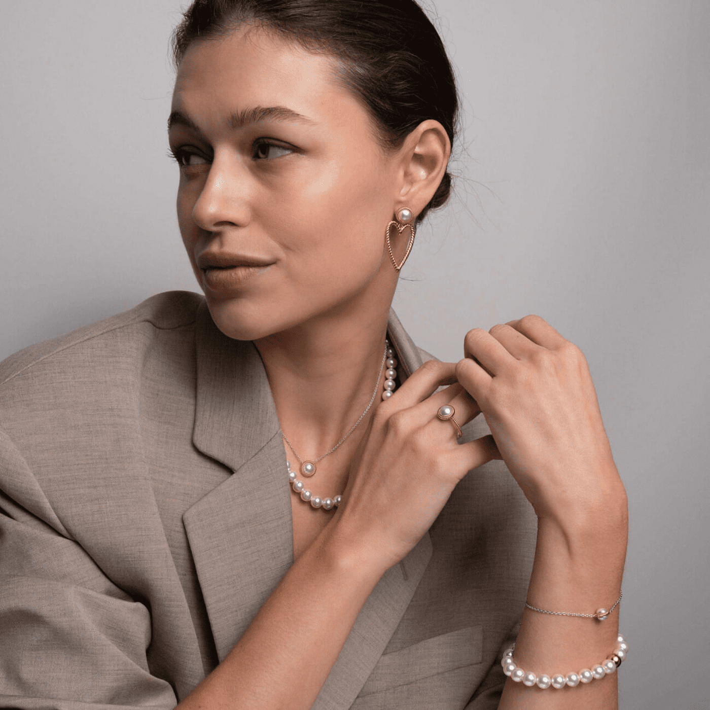 Kette Perlmutt 925er Silber bicolor