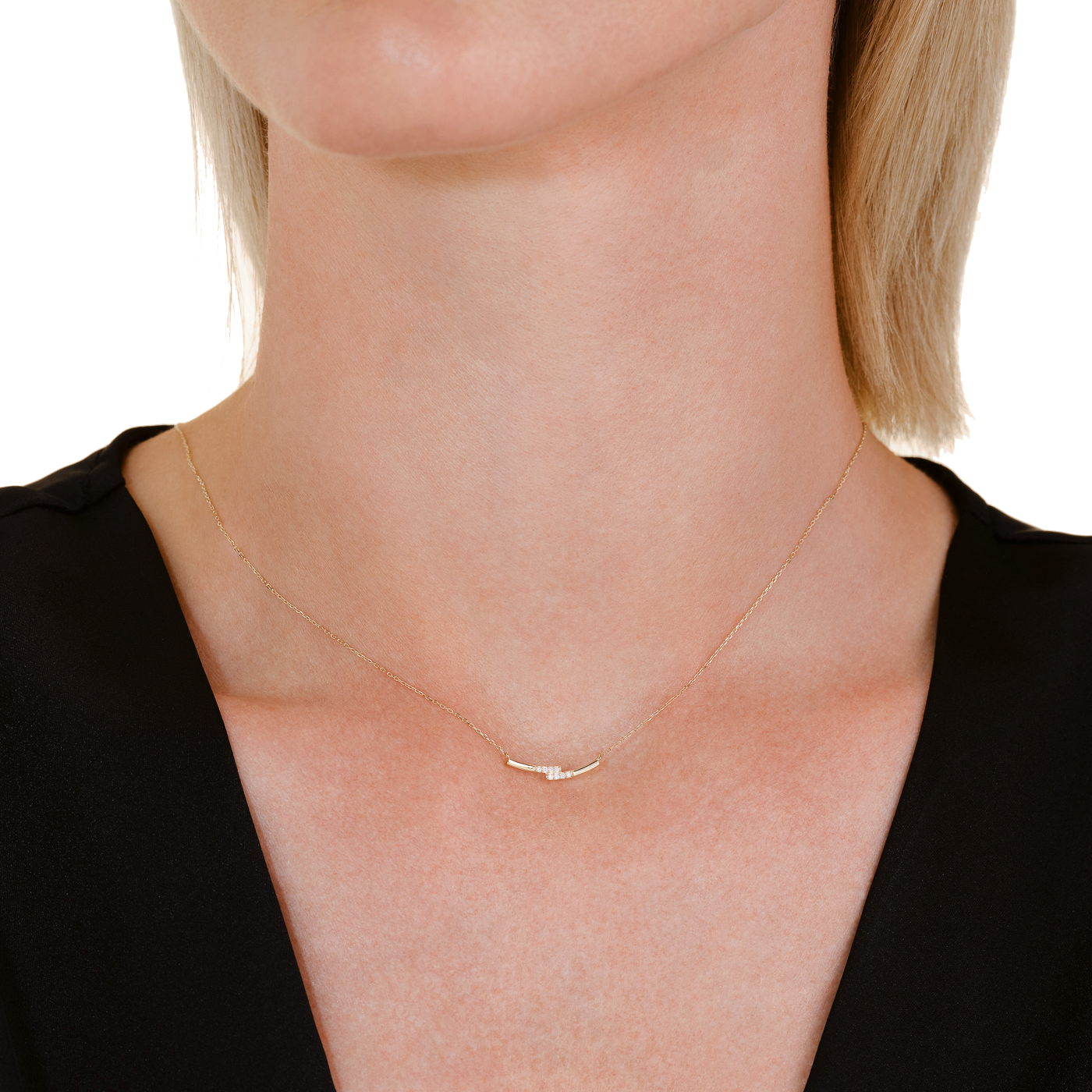 Kette syn. Diamant zus. 0,038ct. 585er Gelbgold 2 Way