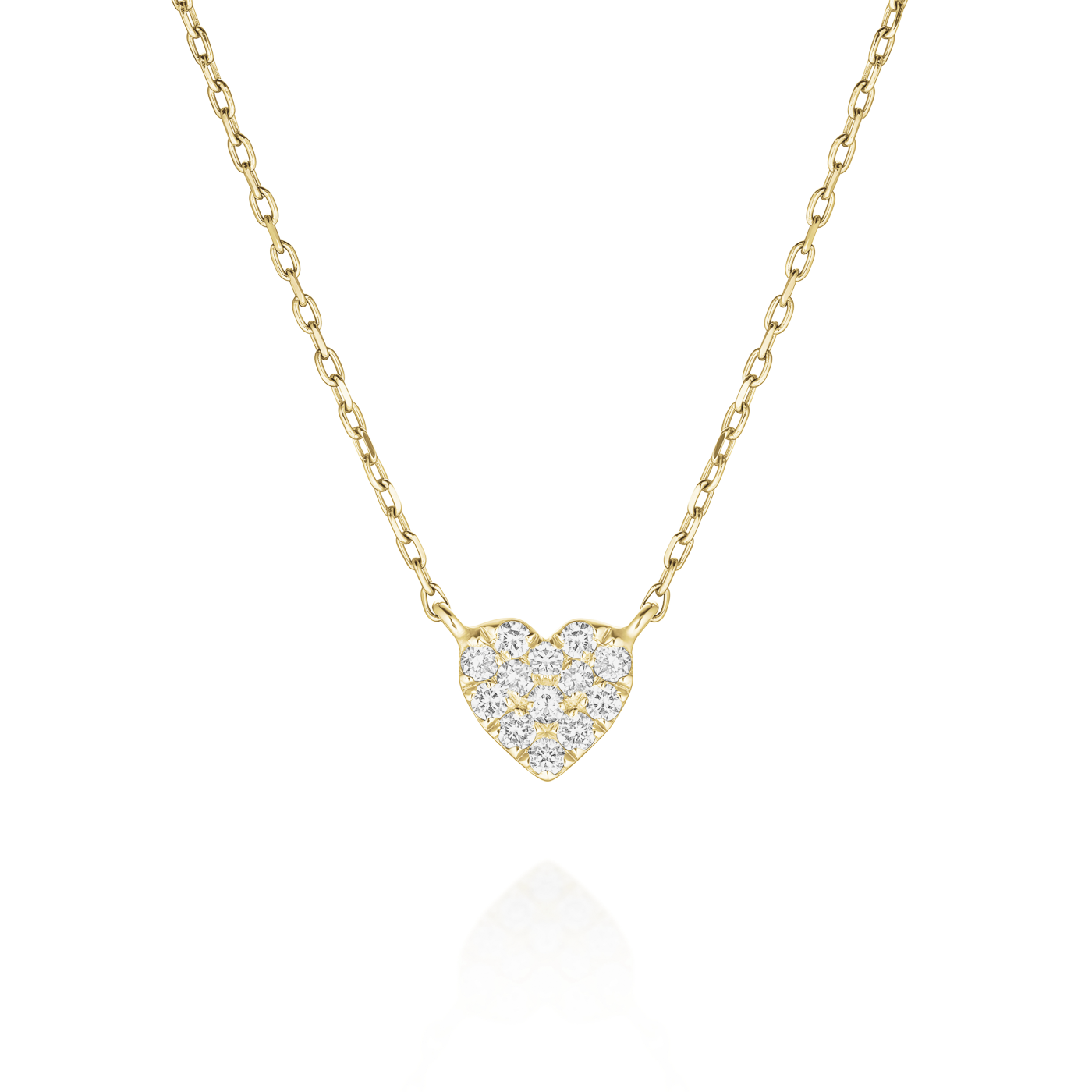 Kette syn. Diamant zus. 0,06ct. 585er Gelbgold Heart Pave