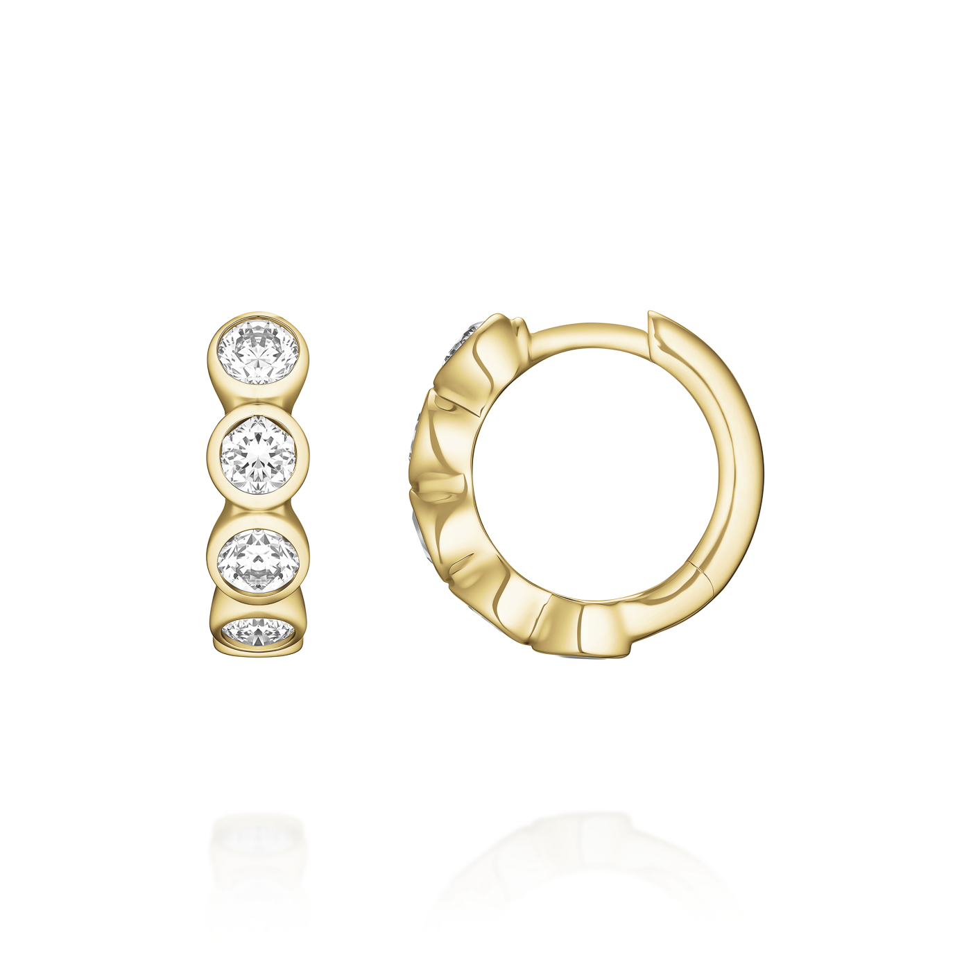 Ohrringe syn. Diamant zus. 0,643ct. 585er Gelbgold Bubble