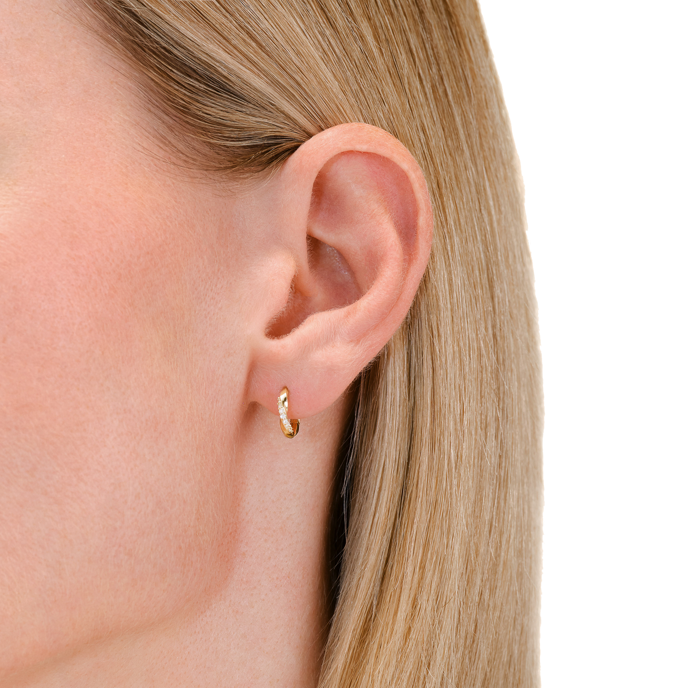 Ohrringe syn. Diamant zus. 0,081ct. 585er Gelbgold Twirl Ohrringe syn. Diamant zus. 0,081ct. 585er Gelbgold Twirl