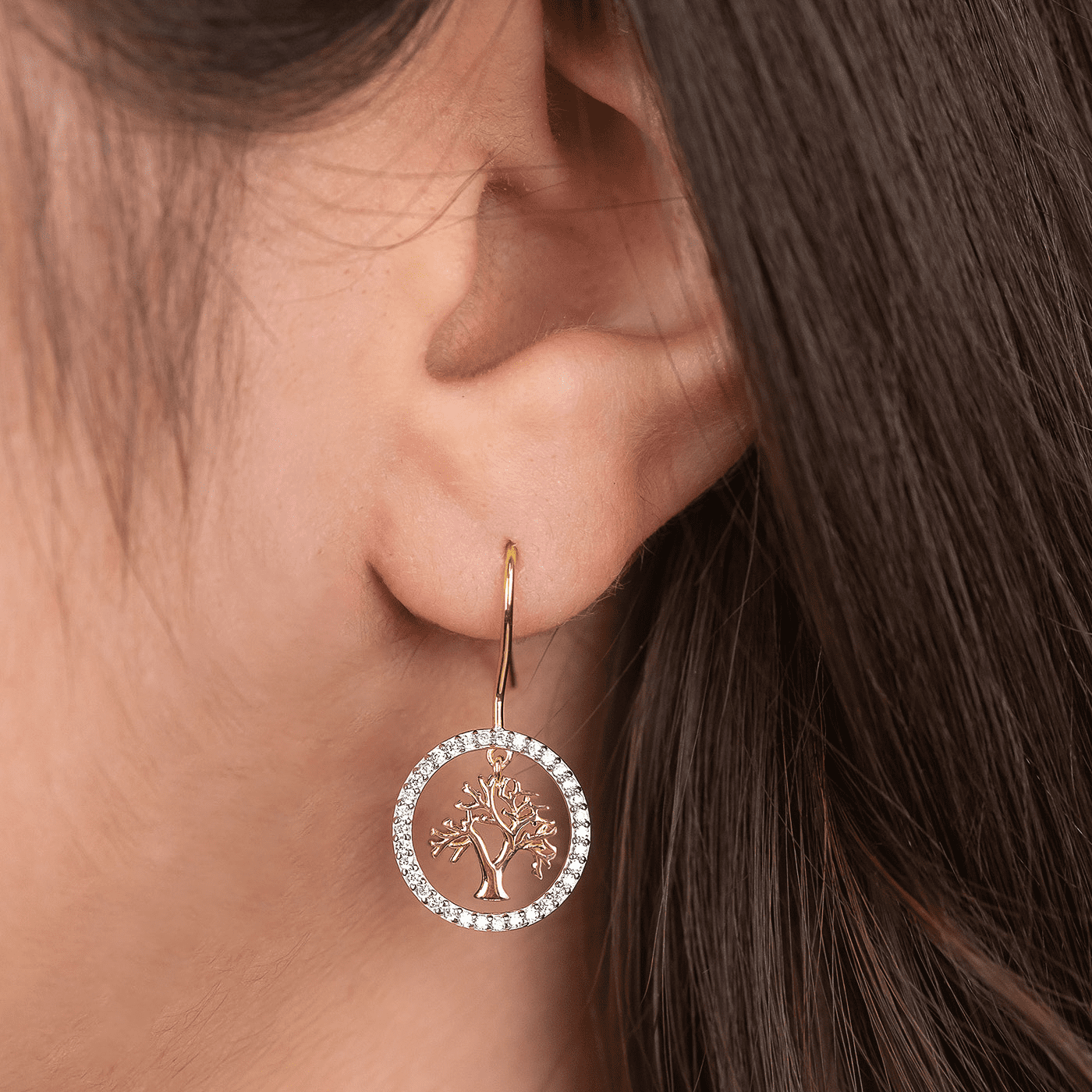 Ohrringe Zirkonia 925er Silber gelb vergoldet Lebensbaum Ohrringe Zirkonia 925er Silber gelb vergoldet Lebensbaum