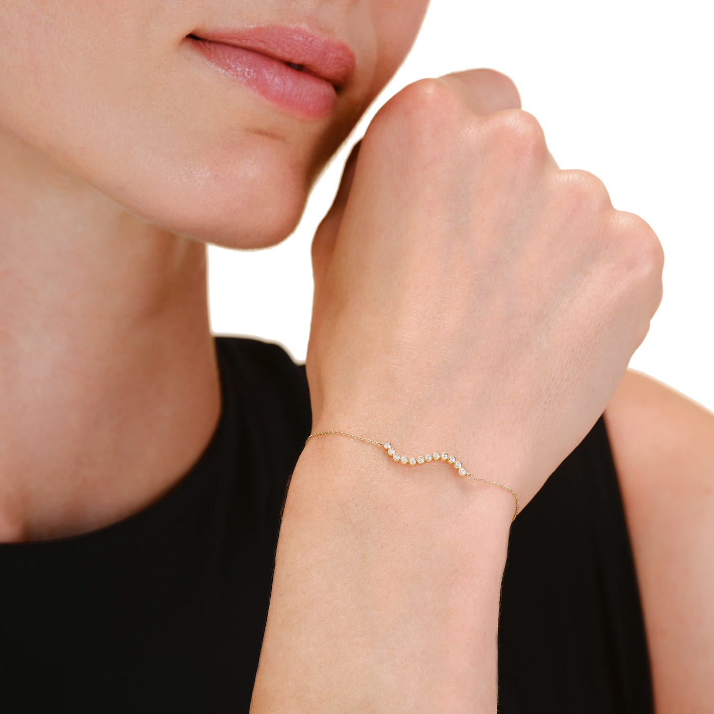 Armband syn. Diamant zus. 0,12ct. 585er Gelbgold Lustre Armband syn. Diamant zus. 0,12ct. 585er Gelbgold Lustre