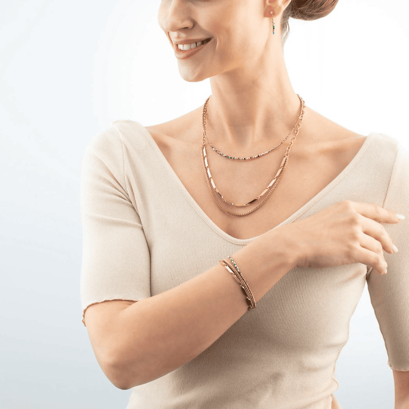 Kette Edelstahl gelb vergoldet Twisted Layers