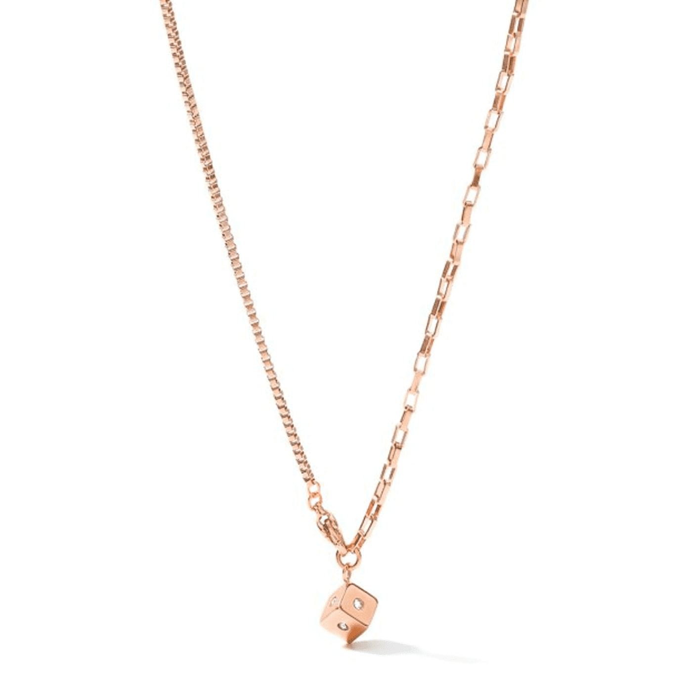 Kette Glasstein Edelstahl rosé vergoldet GeoCube® Kette Glasstein Edelstahl rosé vergoldet GeoCube®