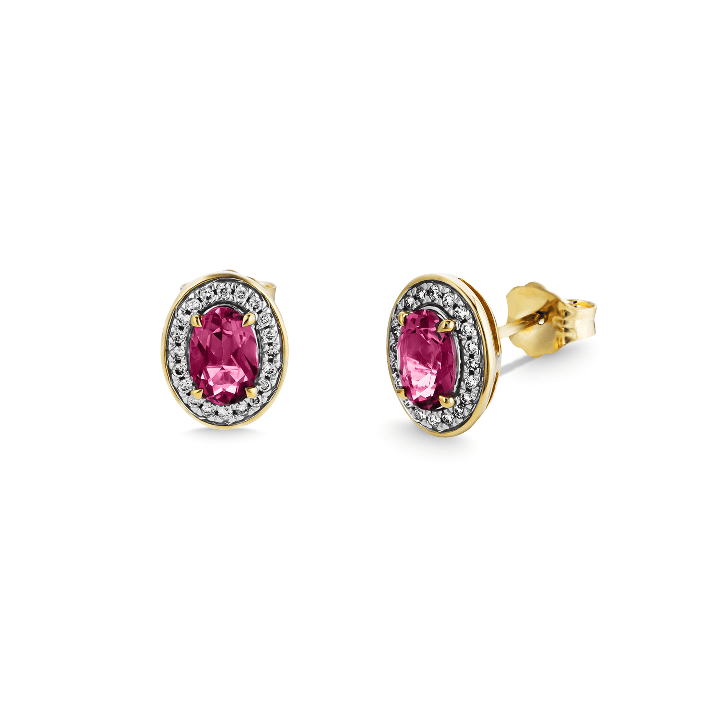Ohrringe Pinktopas + Diamant zus. ca. 0,12ct. 375er Gelbgold Ohrringe Pinktopas + Diamant zus. ca. 0,12ct. 375er Gelbgold