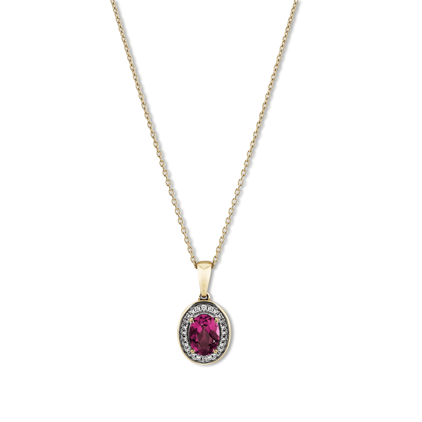 Kette Pinktopas + Diamant zus. ca. 0,08ct. 375er Gelbgold Kette Pinktopas + Diamant zus. ca. 0,08ct. 375er Gelbgold