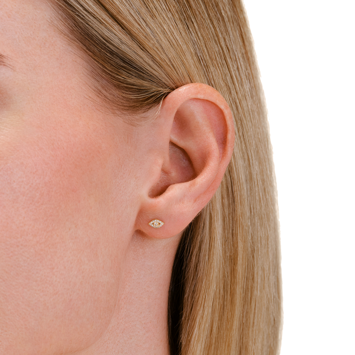 Ohrringe syn. Diamant zus. 0,101ct. 585er Gelbgold Evil Eye Ohrringe syn. Diamant zus. 0,101ct. 585er Gelbgold Evil Eye