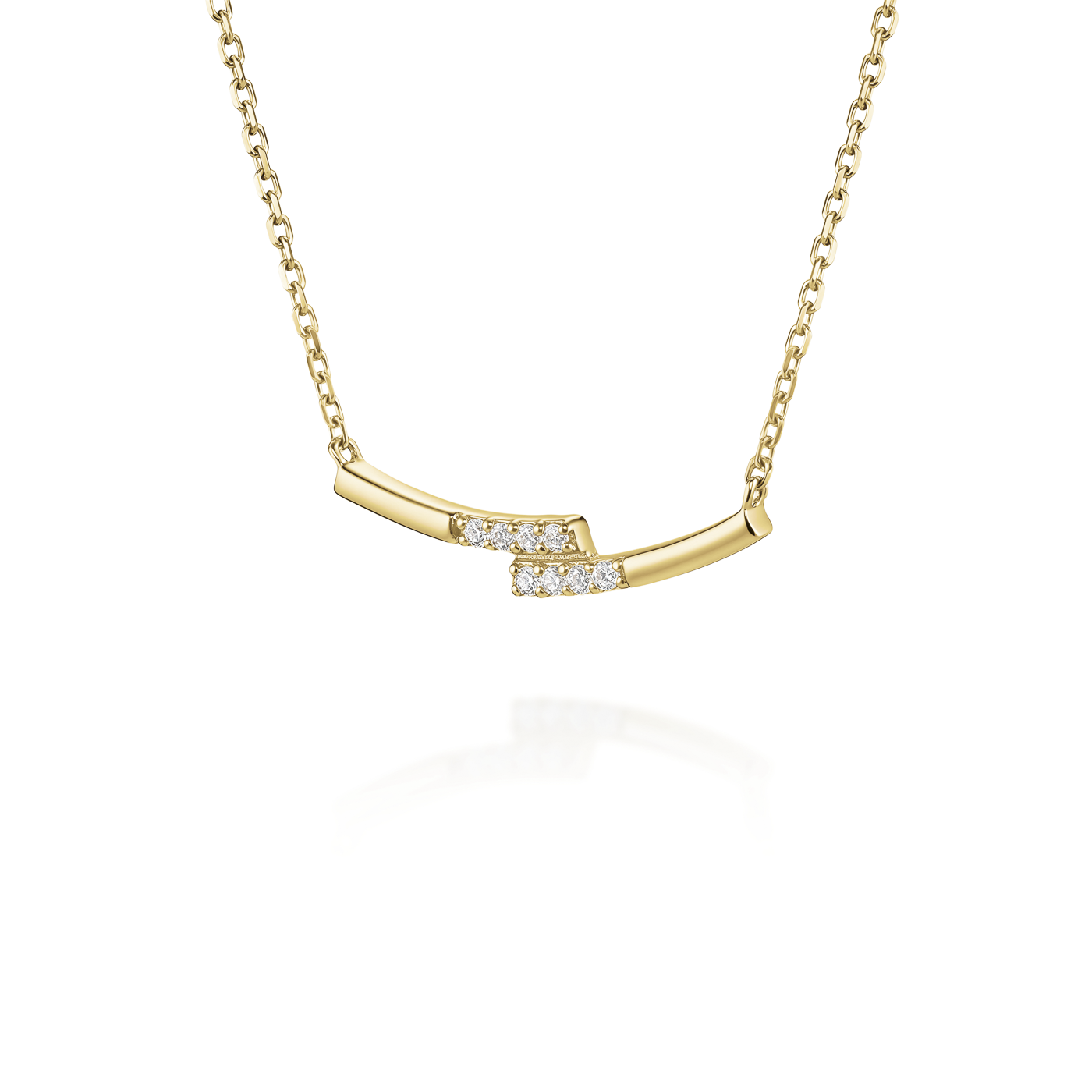 Kette syn. Diamant zus. 0,038ct. 585er Gelbgold 2 Way