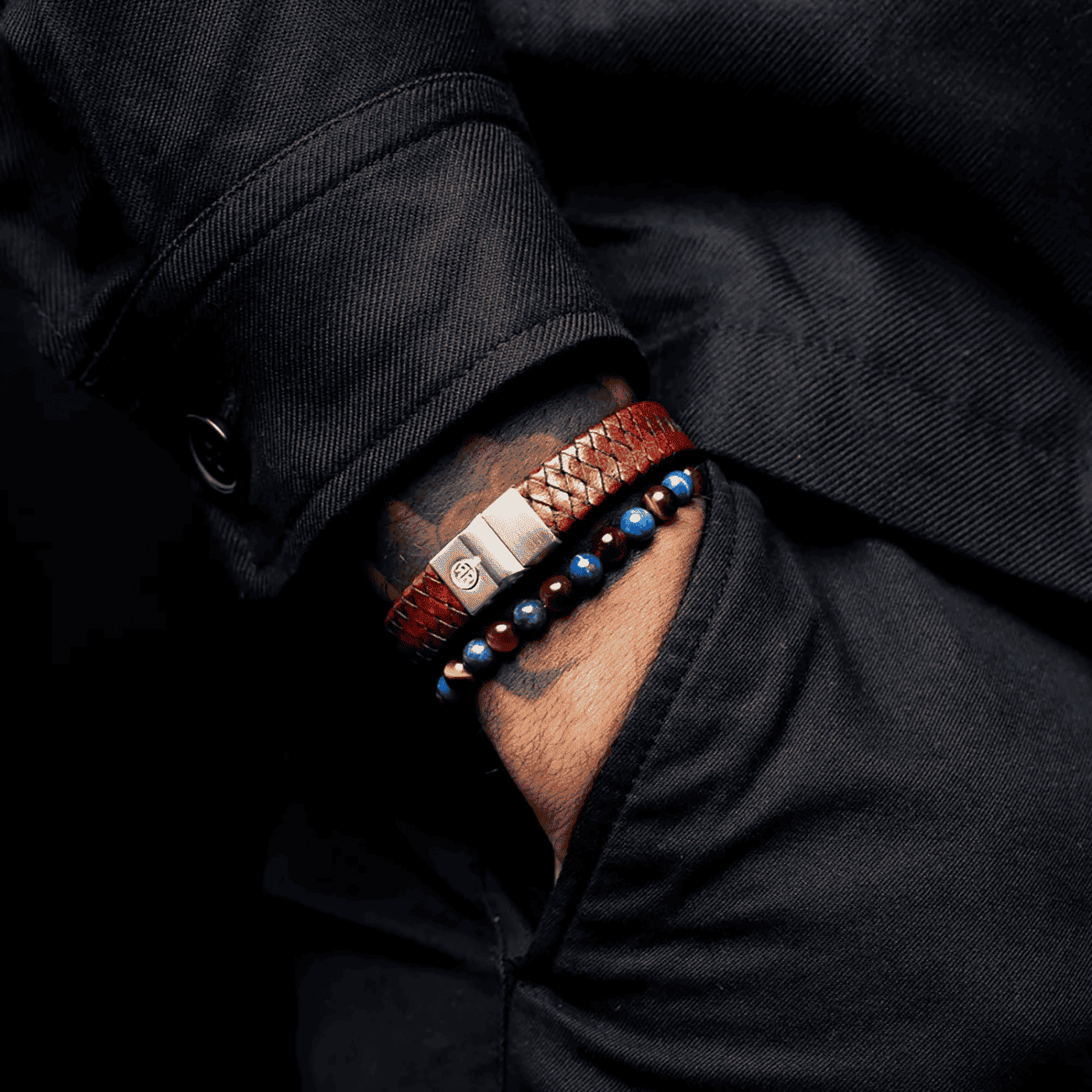 Armband Edelstahl Full Metal Premium Vintage Brown