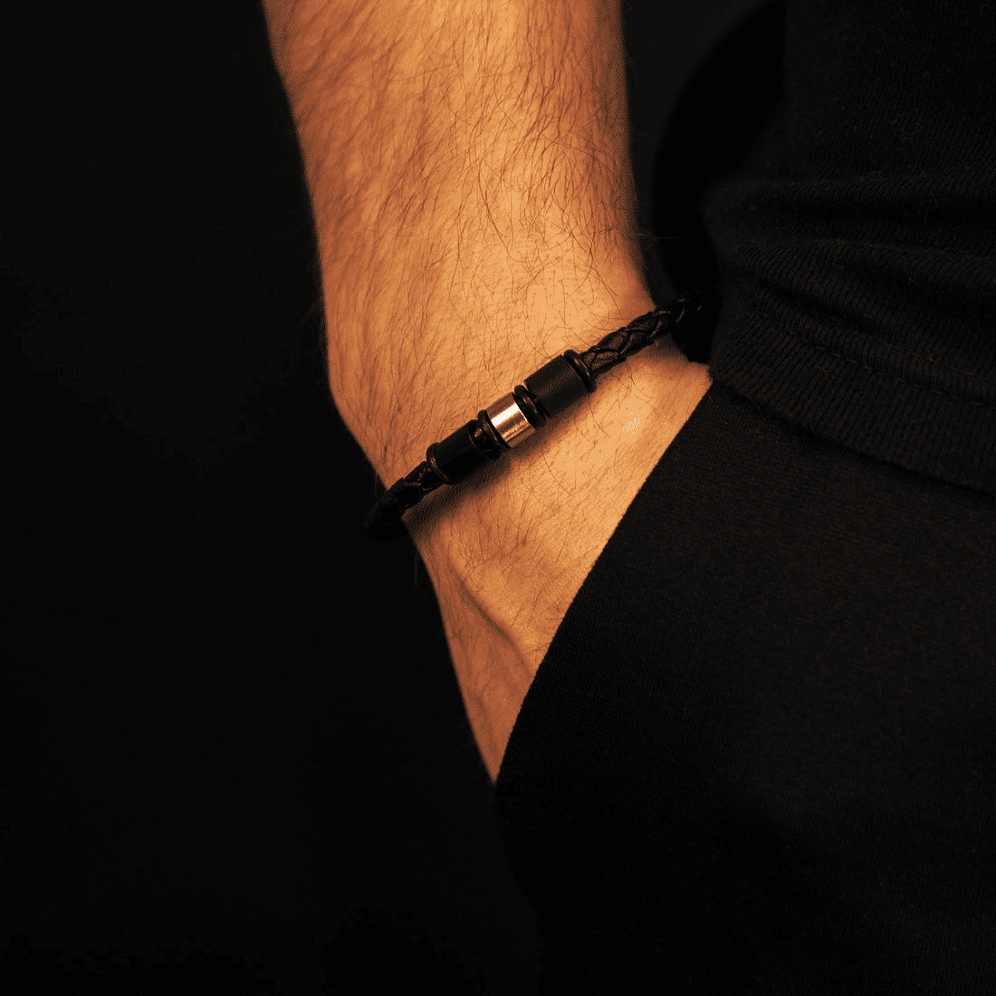 Lederarmband schwarz Ethan