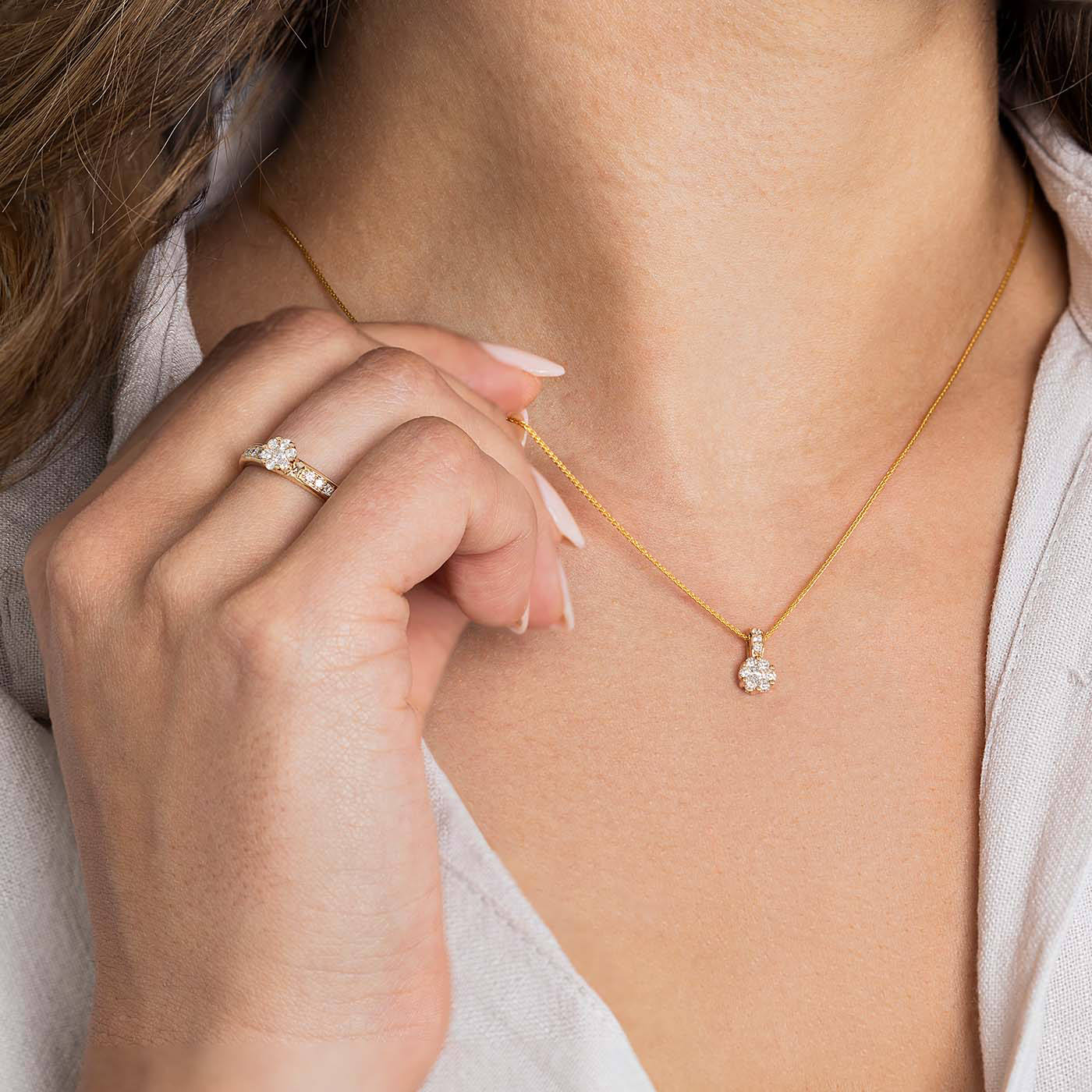 Kette Diamant zus. ca. 0,30 ct. 585er Gelbgold Viola