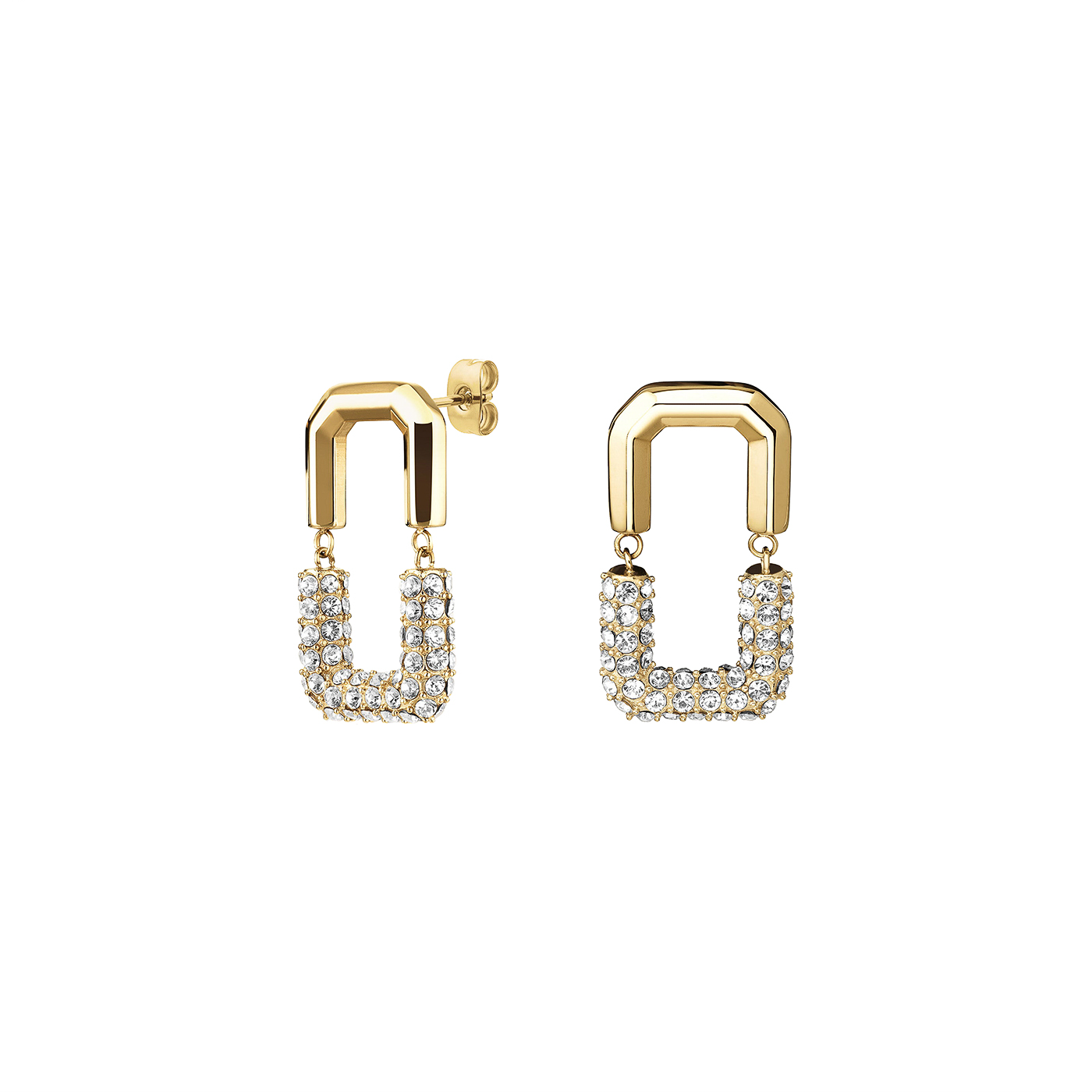 Ohrringe Zirkonia Edelstahl gelb vergoldet Octagon