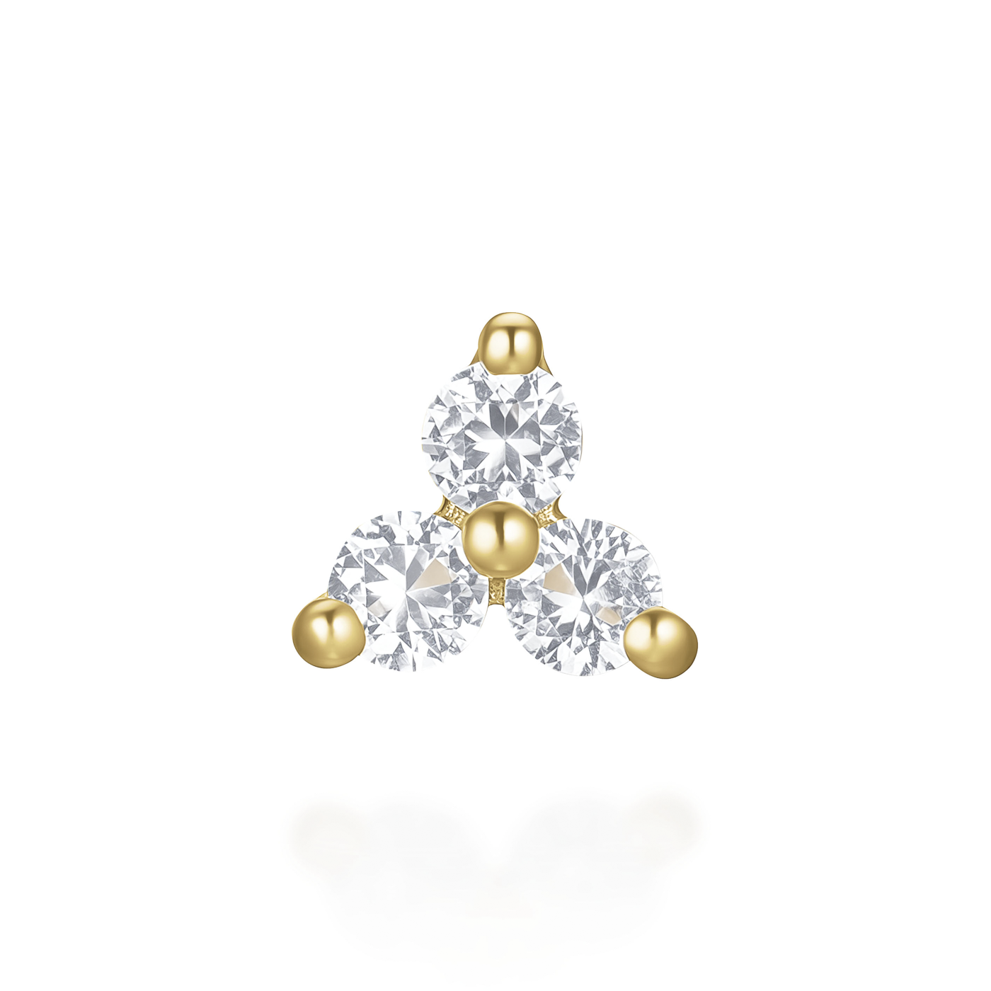 Ohrringe syn. Diamant zus. 0,12ct. 585er Gelbgold Traingle