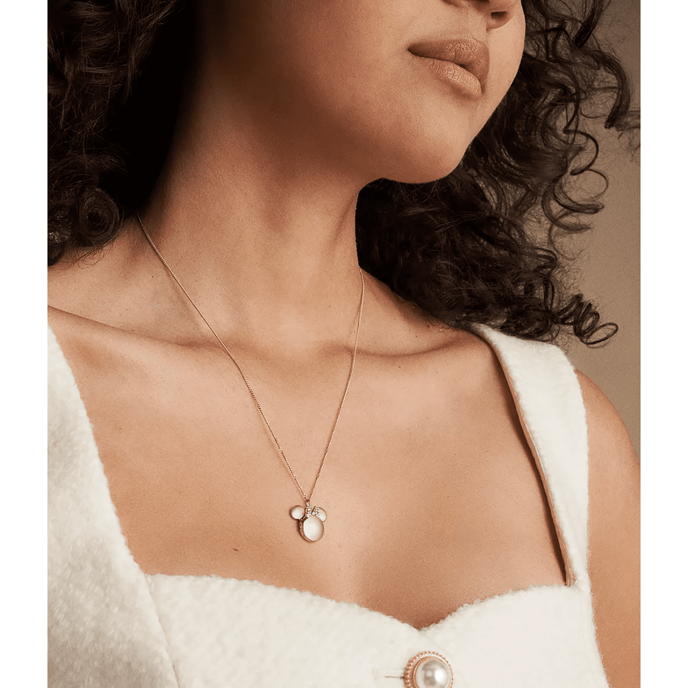 Kette Glasstein Edelstahl gelb vergoldet Minnie Mouse Kette Glasstein Edelstahl gelb vergoldet Minnie Mouse