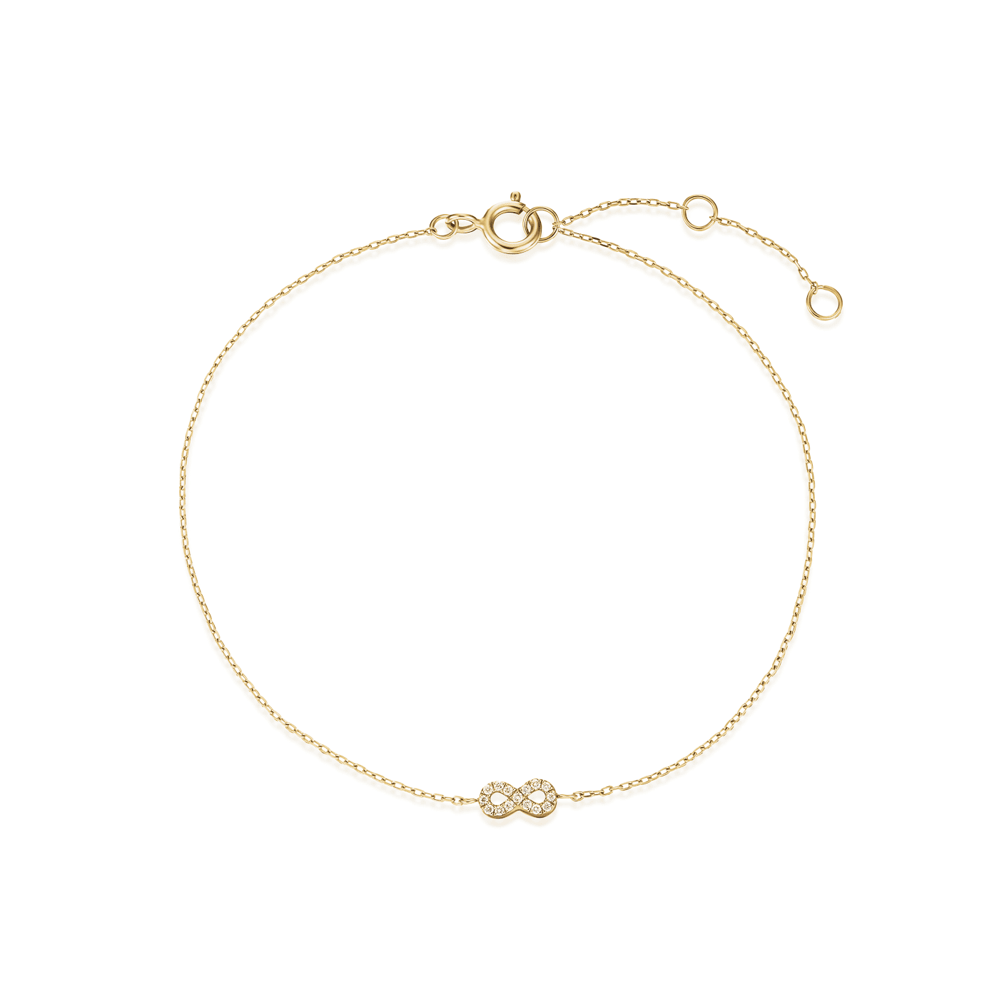 Armband syn. Diamant zus. 0,031ct. 585er Gelbgold Infinity
