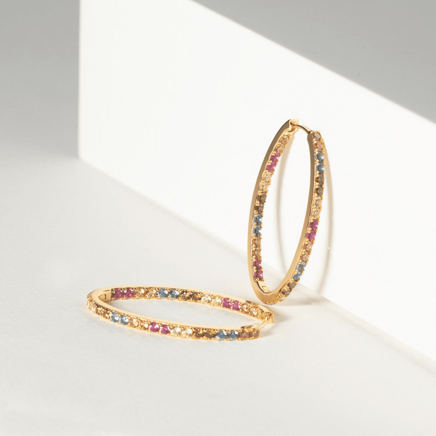 Ohrringe Zirkonia 925er Silber gelb vergoldet Ellisse Ohrringe Zirkonia 925er Silber gelb vergoldet Ellisse