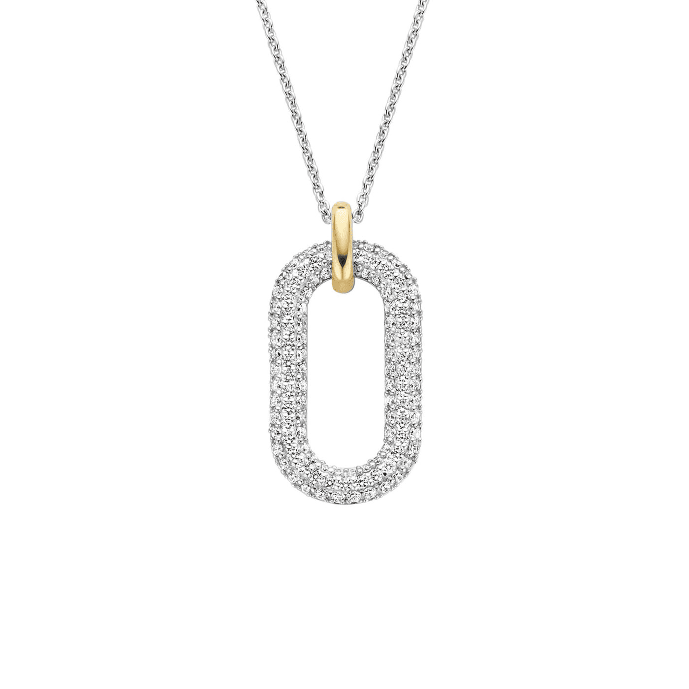 Kette und Ohrring Set Zirkonia 925er Silber bicolor