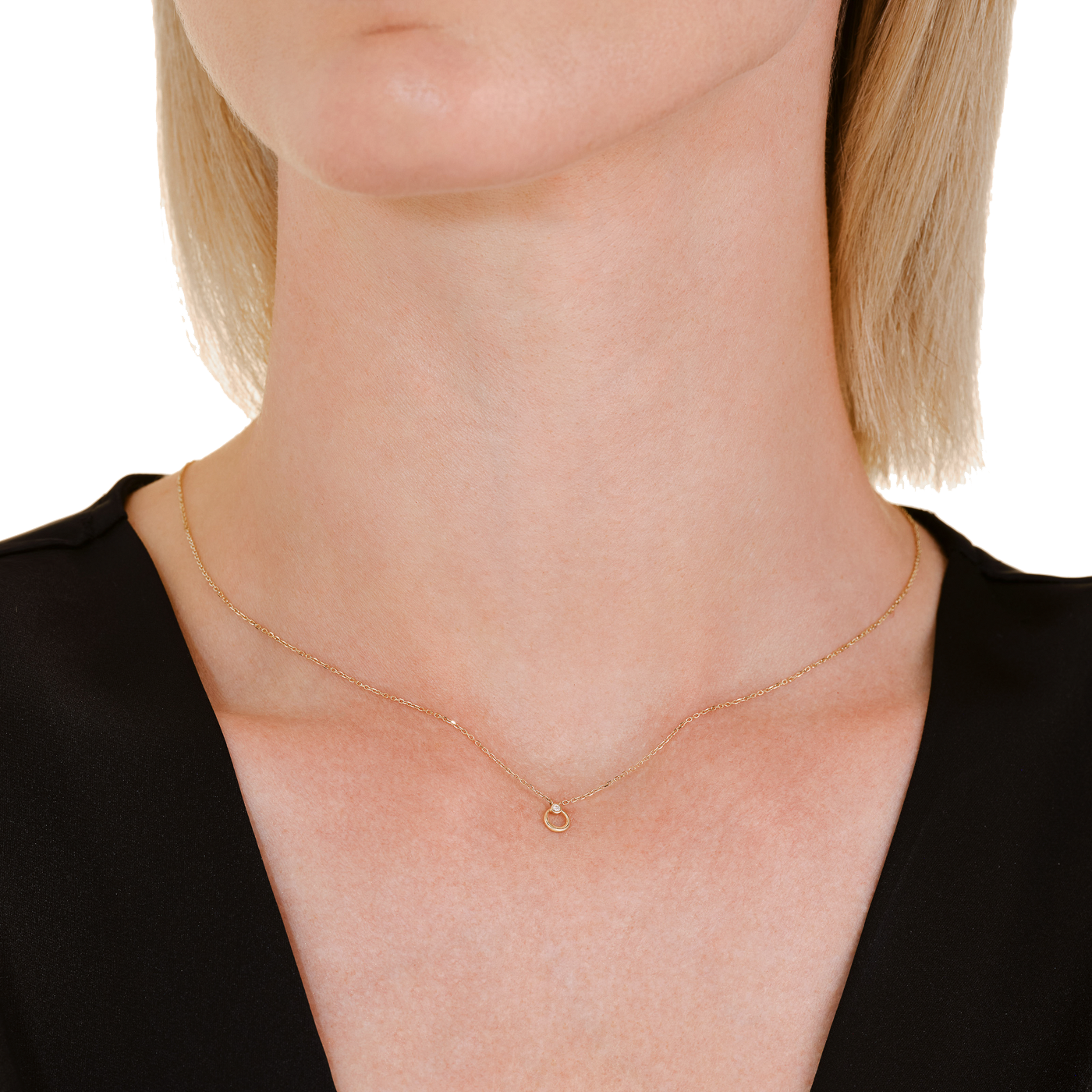 Kette syn. Diamant 0,014ct. 585er Gelbgold Open Circle