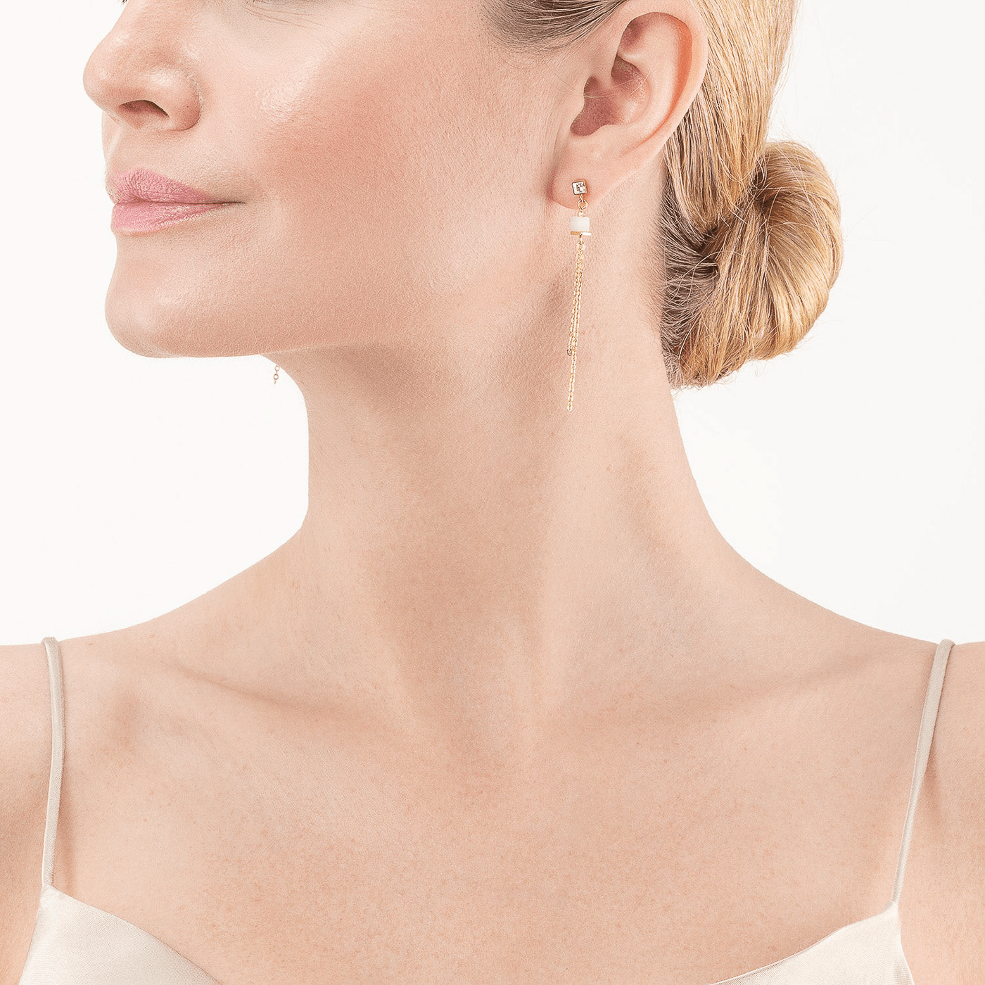 Ohrringe Edelstein Edelstahl gelb vergoldet GeoCube®