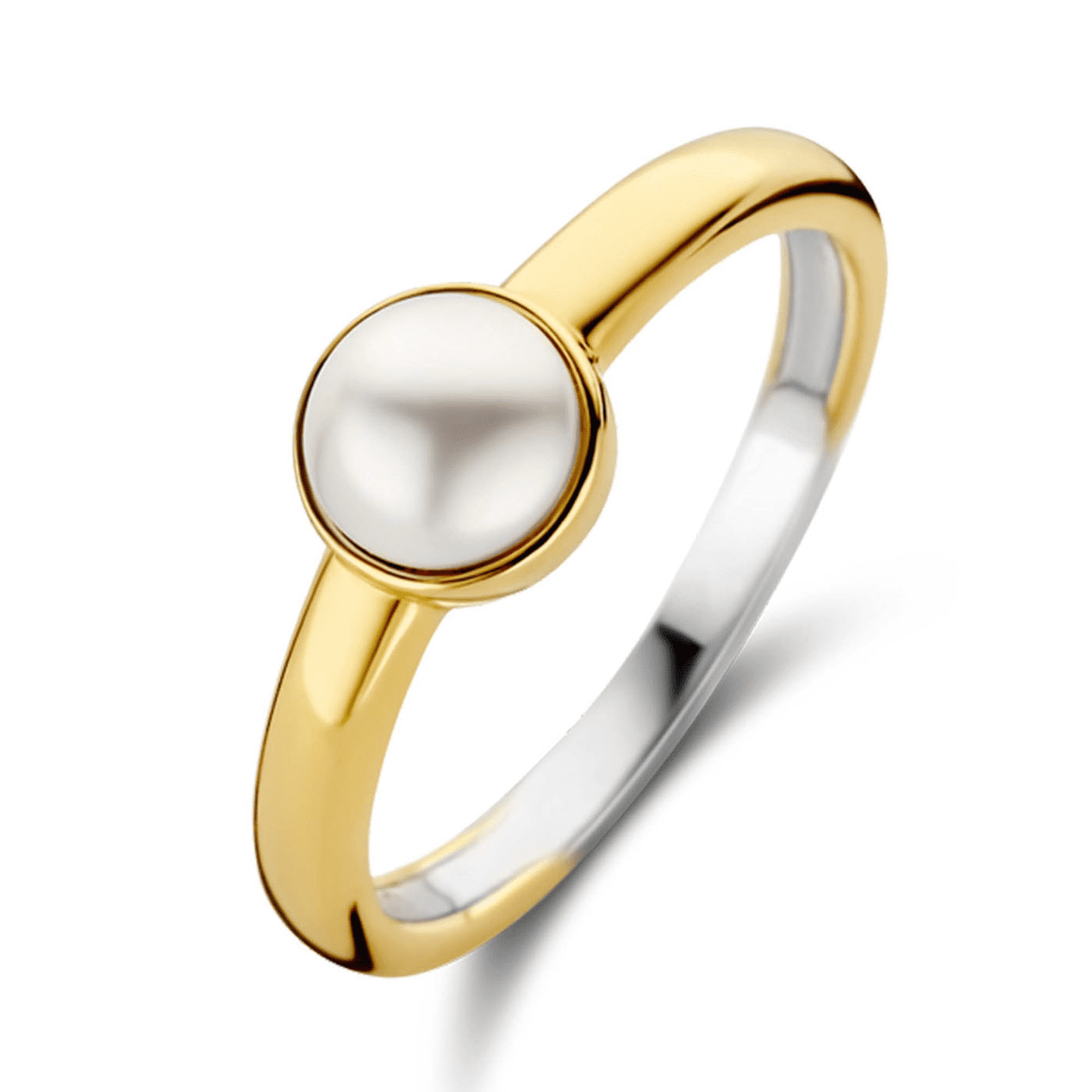 Ring Perlmutt 925er Silber gelb vergoldet 