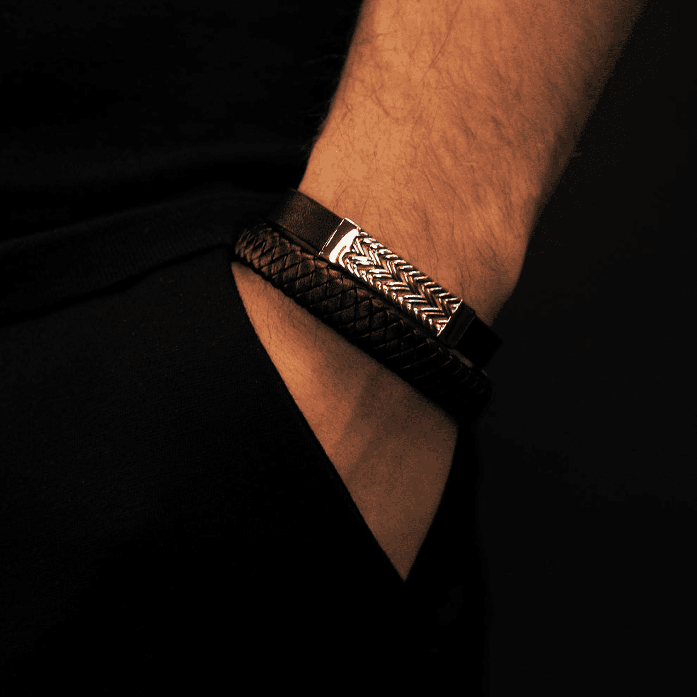 Lederarmband schwarz Ian