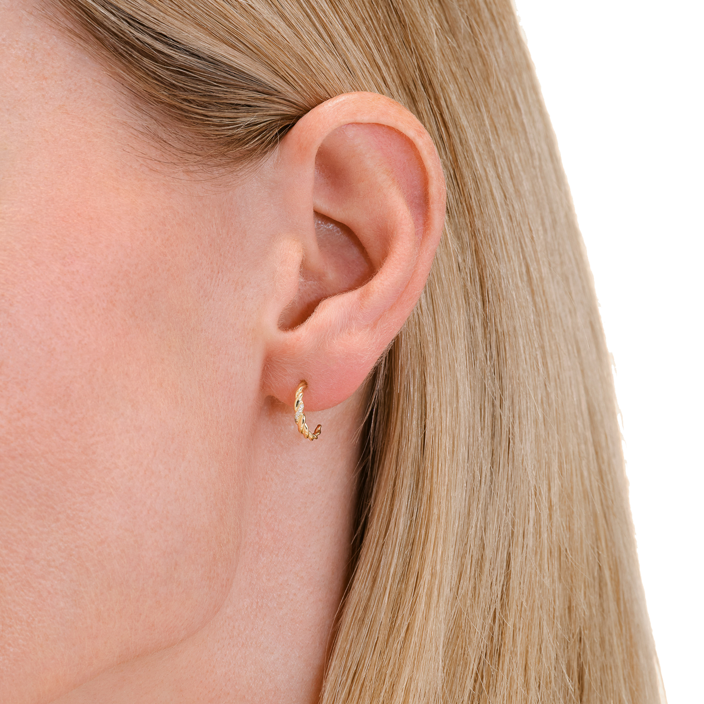 Ohrringe syn. Diamant zus. 0,036ct. 585er Gelbgold Twisted Ohrringe syn. Diamant zus. 0,036ct. 585er Gelbgold Twisted