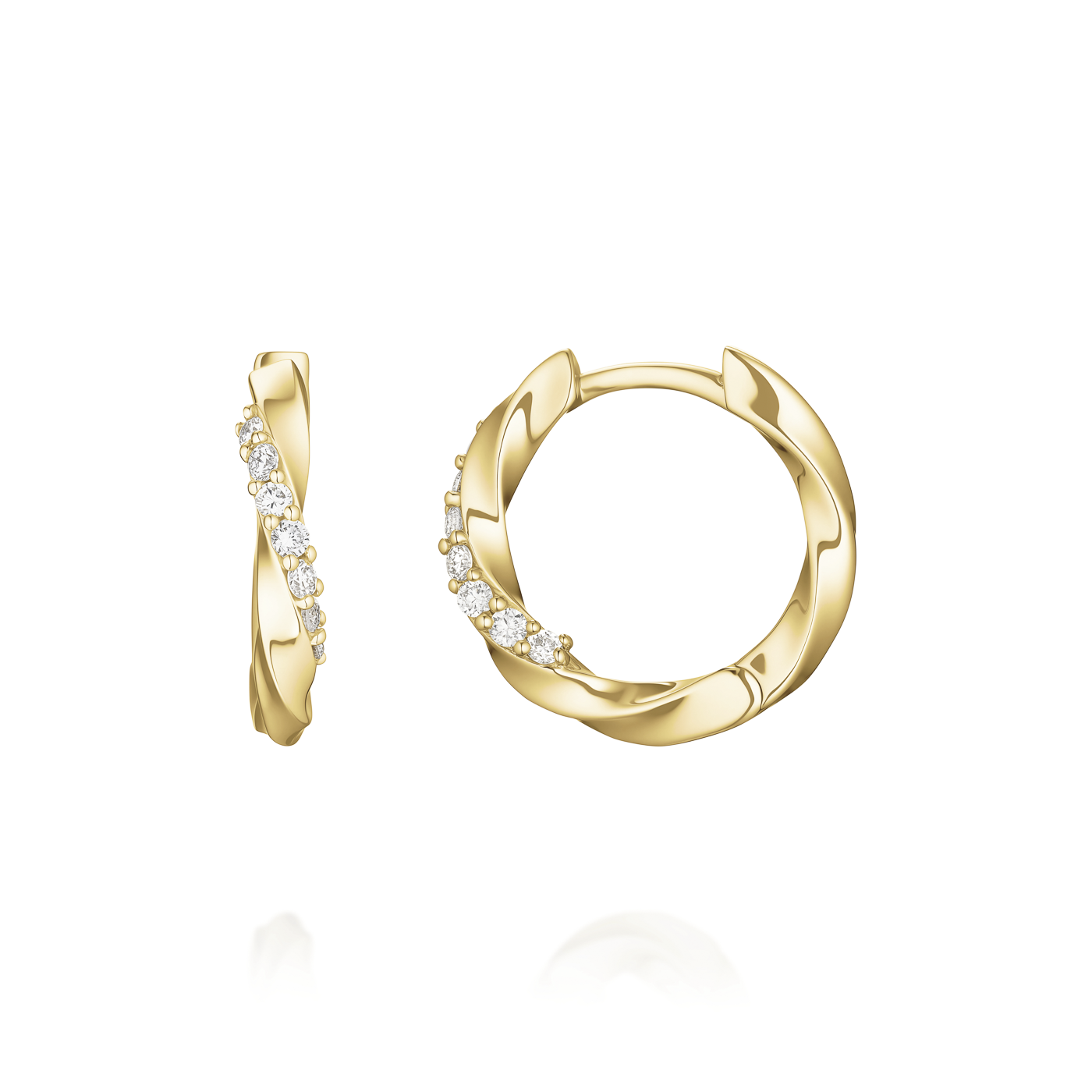 Ohrringe syn. Diamant zus. 0,081ct. 585er Gelbgold Twirl Ohrringe syn. Diamant zus. 0,081ct. 585er Gelbgold Twirl