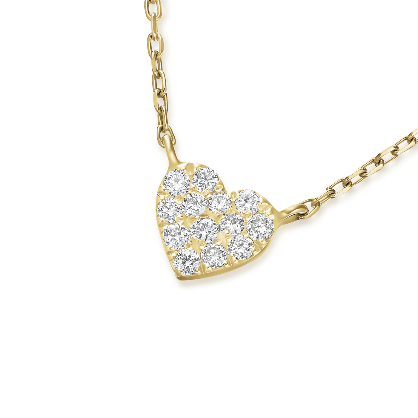 Kette syn. Diamant zus. 0,06ct. 585er Gelbgold Heart Pave Kette syn. Diamant zus. 0,06ct. 585er Gelbgold Heart Pave