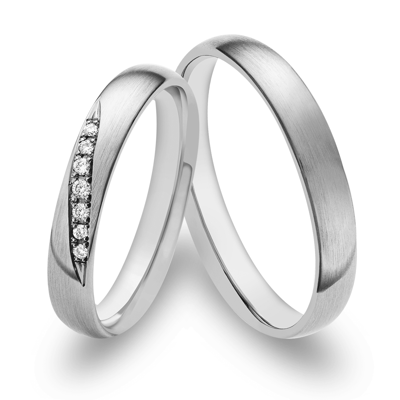 Trauring zus. ca. 0,04 ct. 600er Platin Split Trauring zus. ca. 0,04 ct. 600er Platin Split