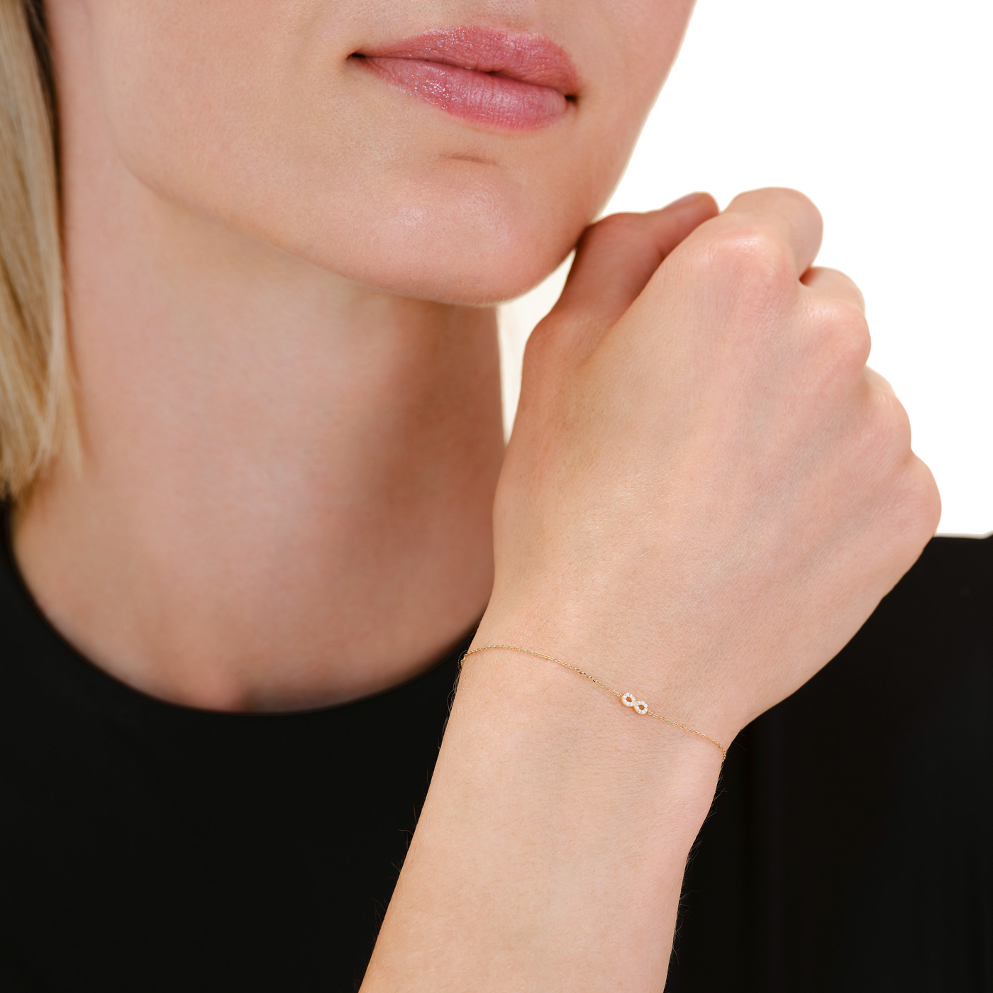 Armband syn. Diamant zus. 0,031ct. 585er Gelbgold Infinity Armband syn. Diamant zus. 0,031ct. 585er Gelbgold Infinity