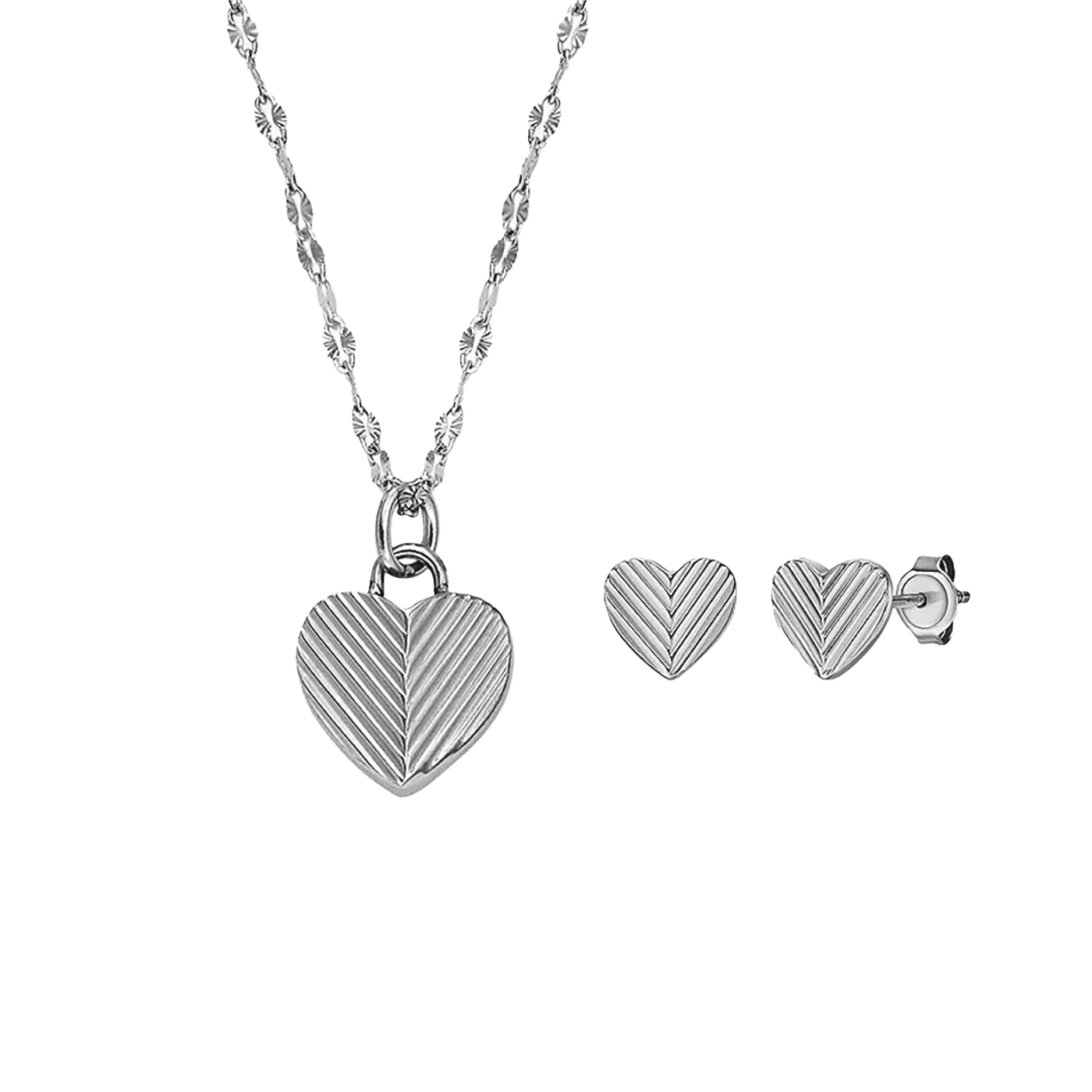 Set Kette Ohrringe Stahl silber Harlow Set Kette Ohrringe Stahl silber Harlow