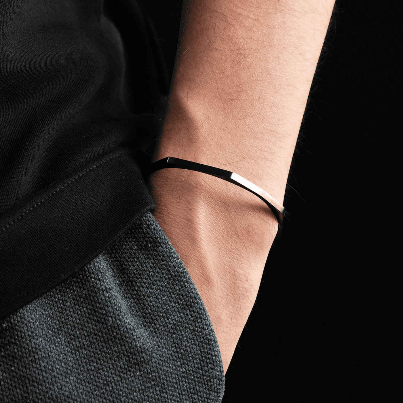 Armreif Edelstahl schwarz Francesco
