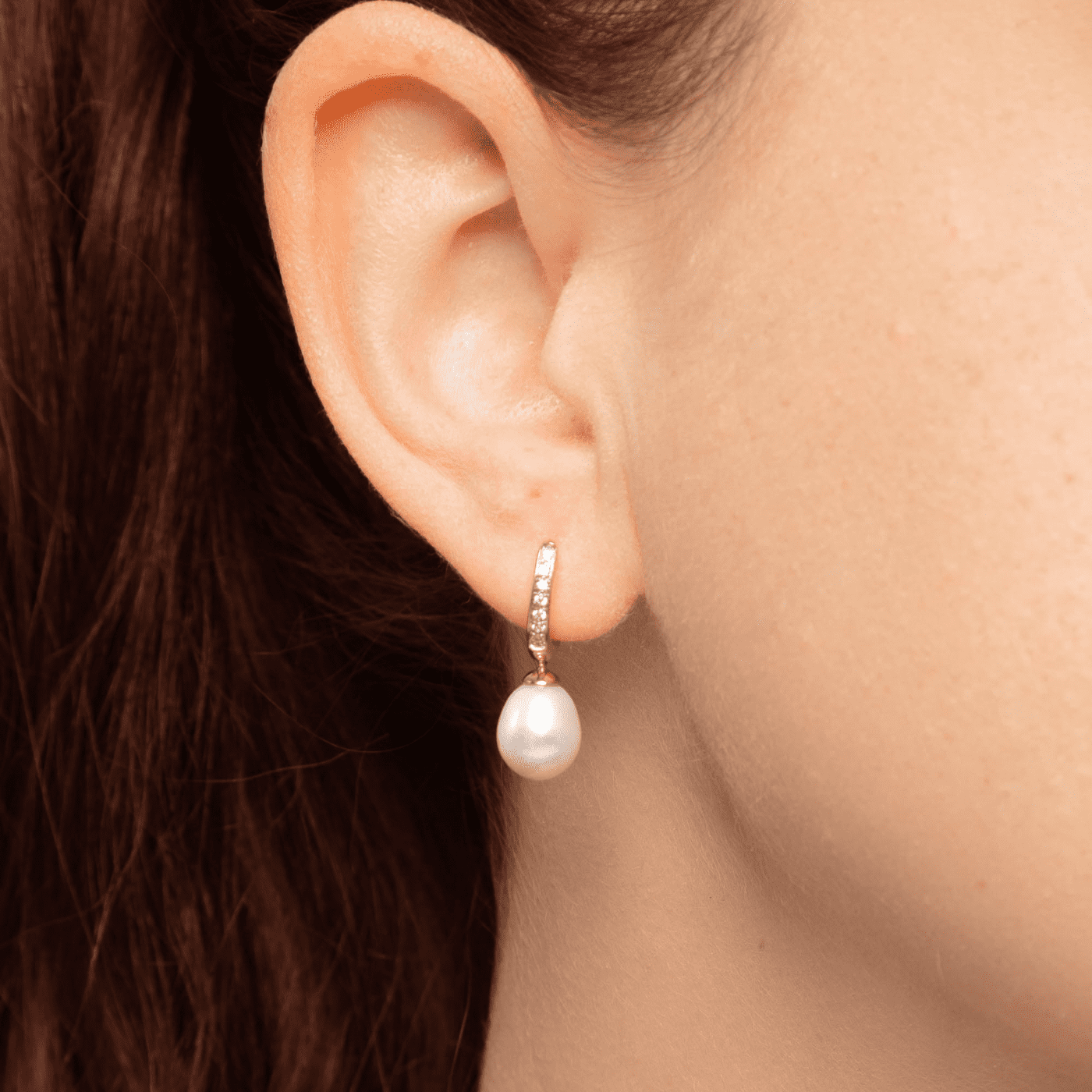 Perlenohrringe Zirkonia 333er Gelbgold Süßwasser-Zuchtperle