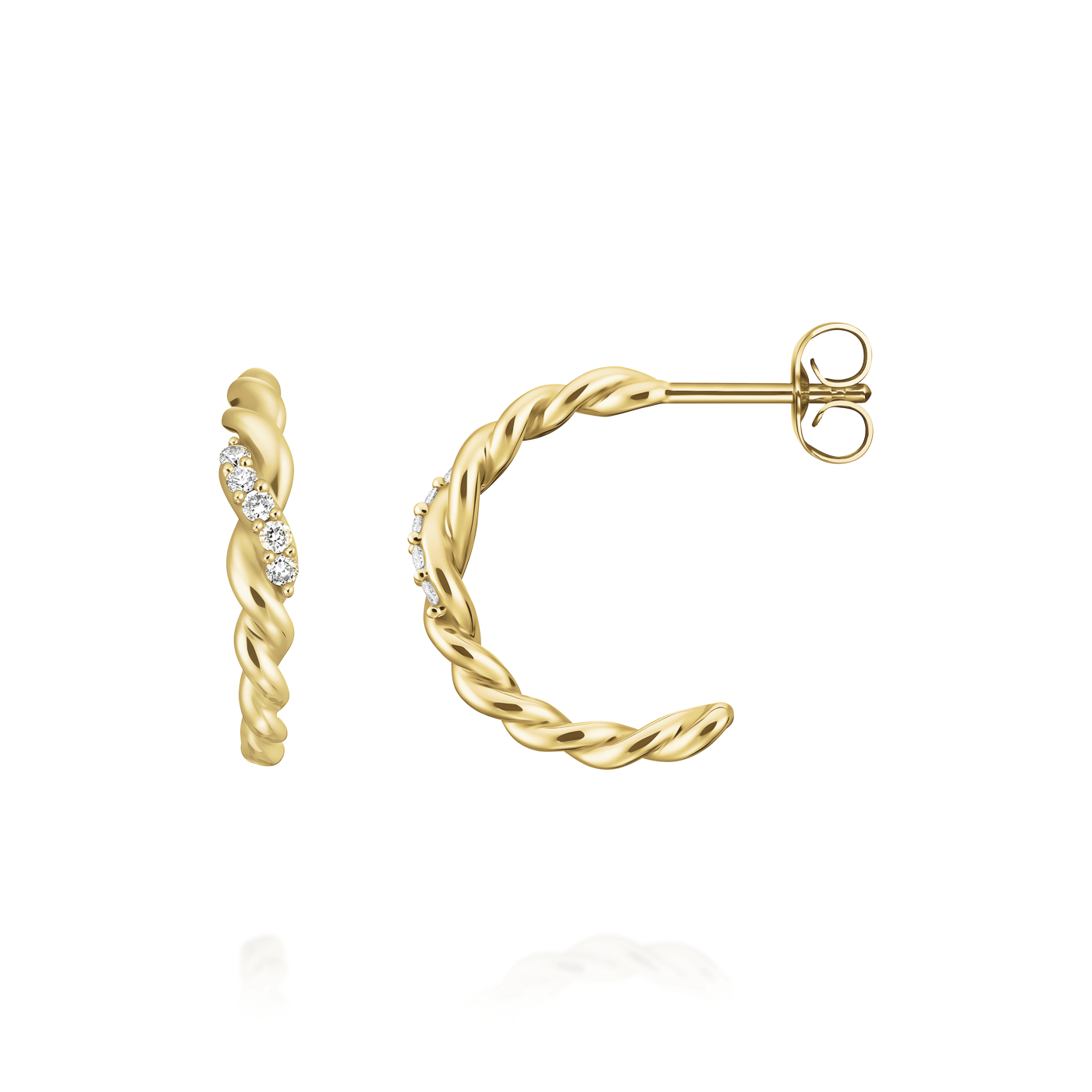 Ohrringe syn. Diamant zus. 0,036ct. 585er Gelbgold Twisted Ohrringe syn. Diamant zus. 0,036ct. 585er Gelbgold Twisted